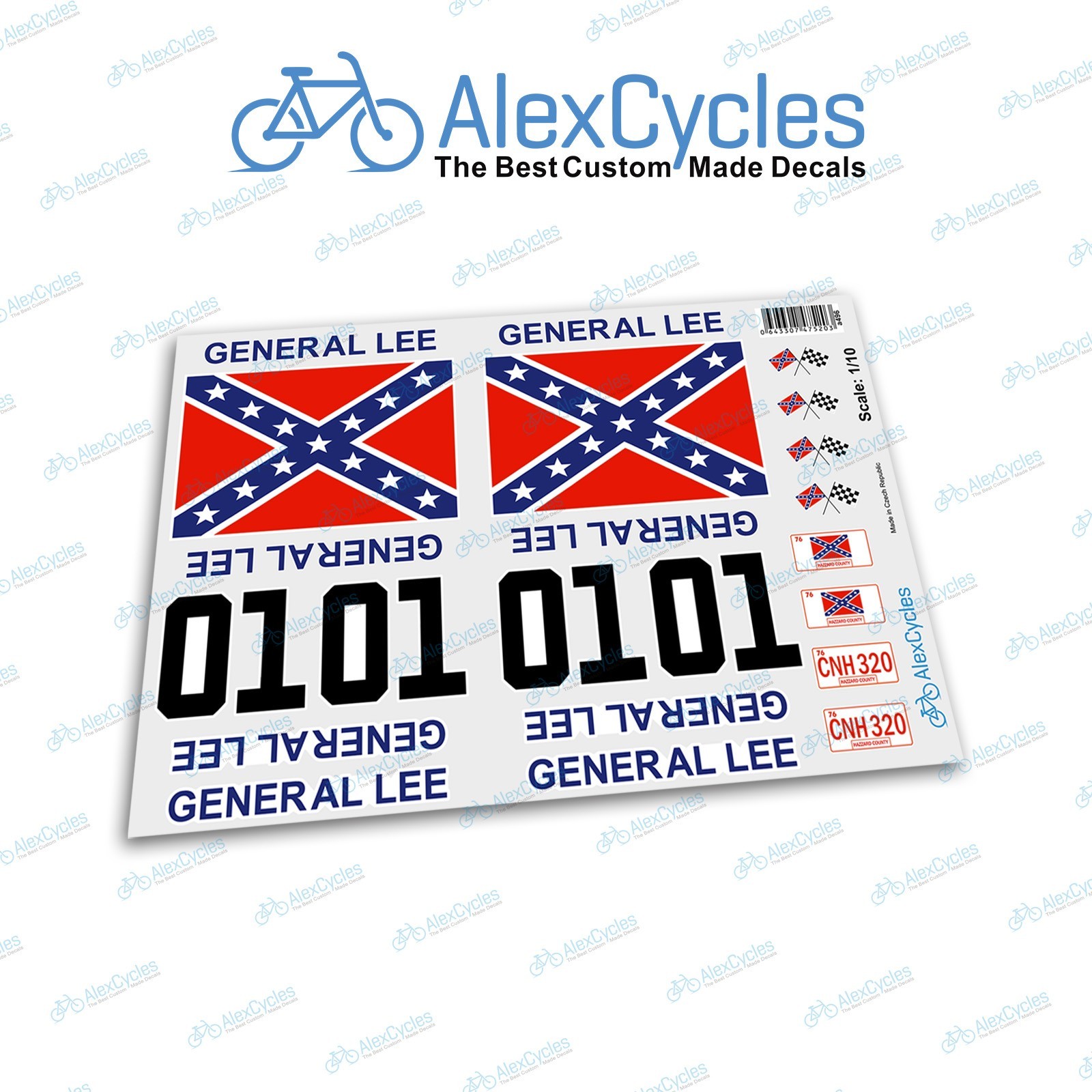 General Lee 01 RC Car Decals Stickers Set 1/10 Scale Tamiya Losi HPI Xray
