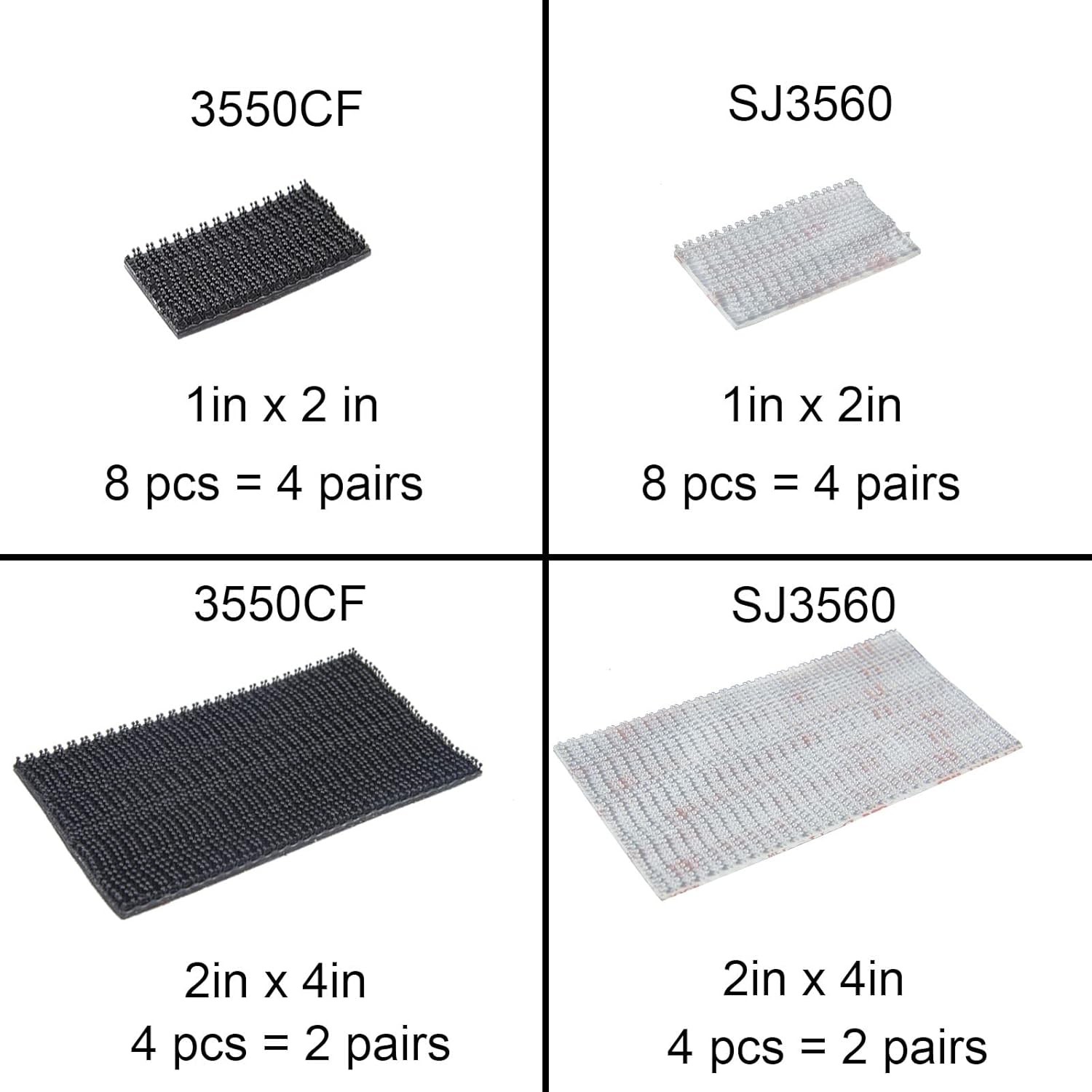 Dual Lock Fastener 1in x 2in 8pcs Reclosable Black x 2in,