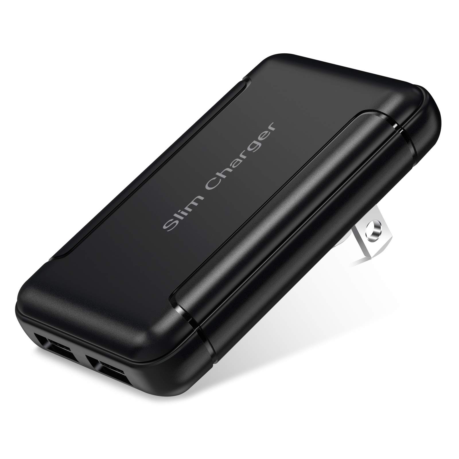 Dual USB Wall Charger Flat, OKRAY 5v/3a Fast Block with Black