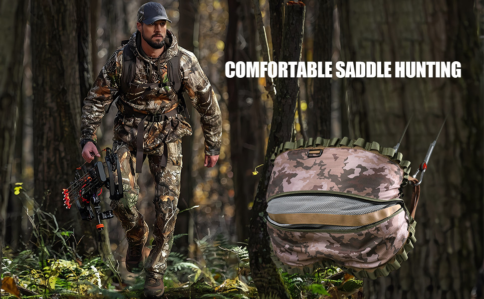 Comfortable Lightweight Hunting Saddle System, Padded Hammock Seat & Adjustable
