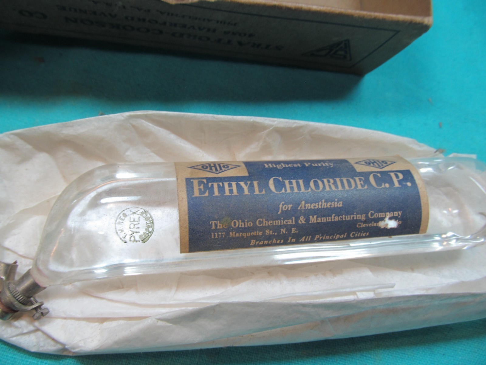 OHIO ETHYL CHLORIDE DISPENSER IN A PYREX TUBE