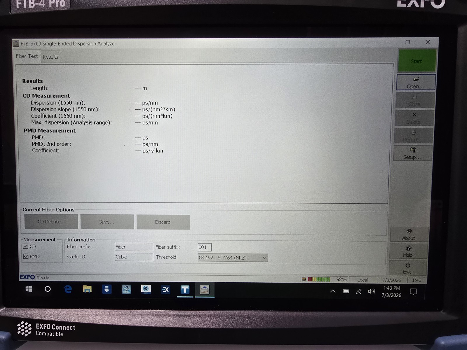 EXFO FTB 4 PRO FTB 5700 CD PMD Single Ended Dispersion Analyzer FTB-5700-CD-PMD