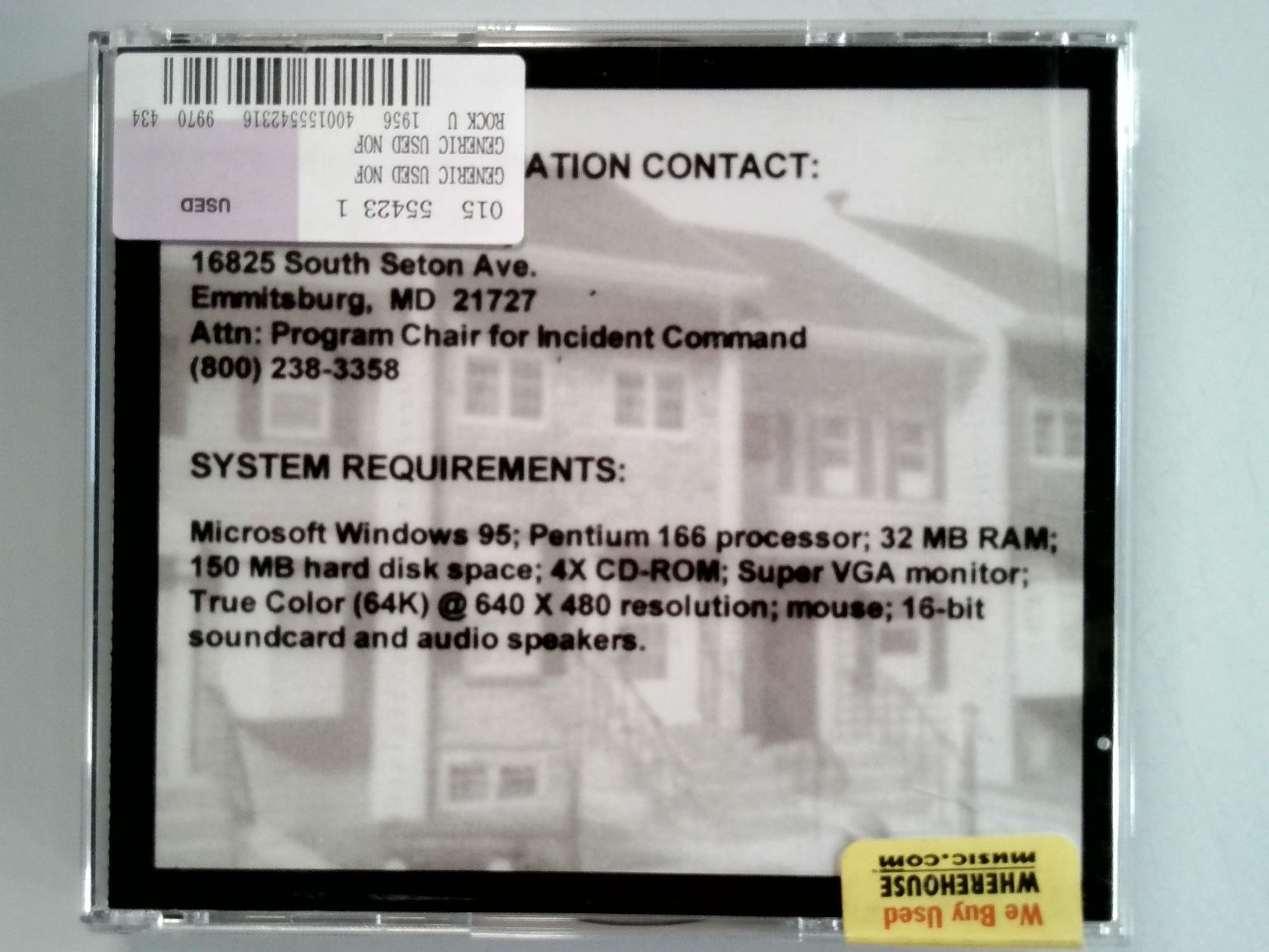 National Fire Academy Casper Hall Dorm Simulation Software Win 95 PC CD-ROM FEMA