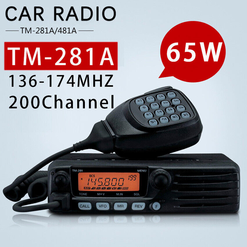 65W TM-281A 136-174MHZ FM Transceiver Mobile Radio Car Radio Station 10-50KM VHF