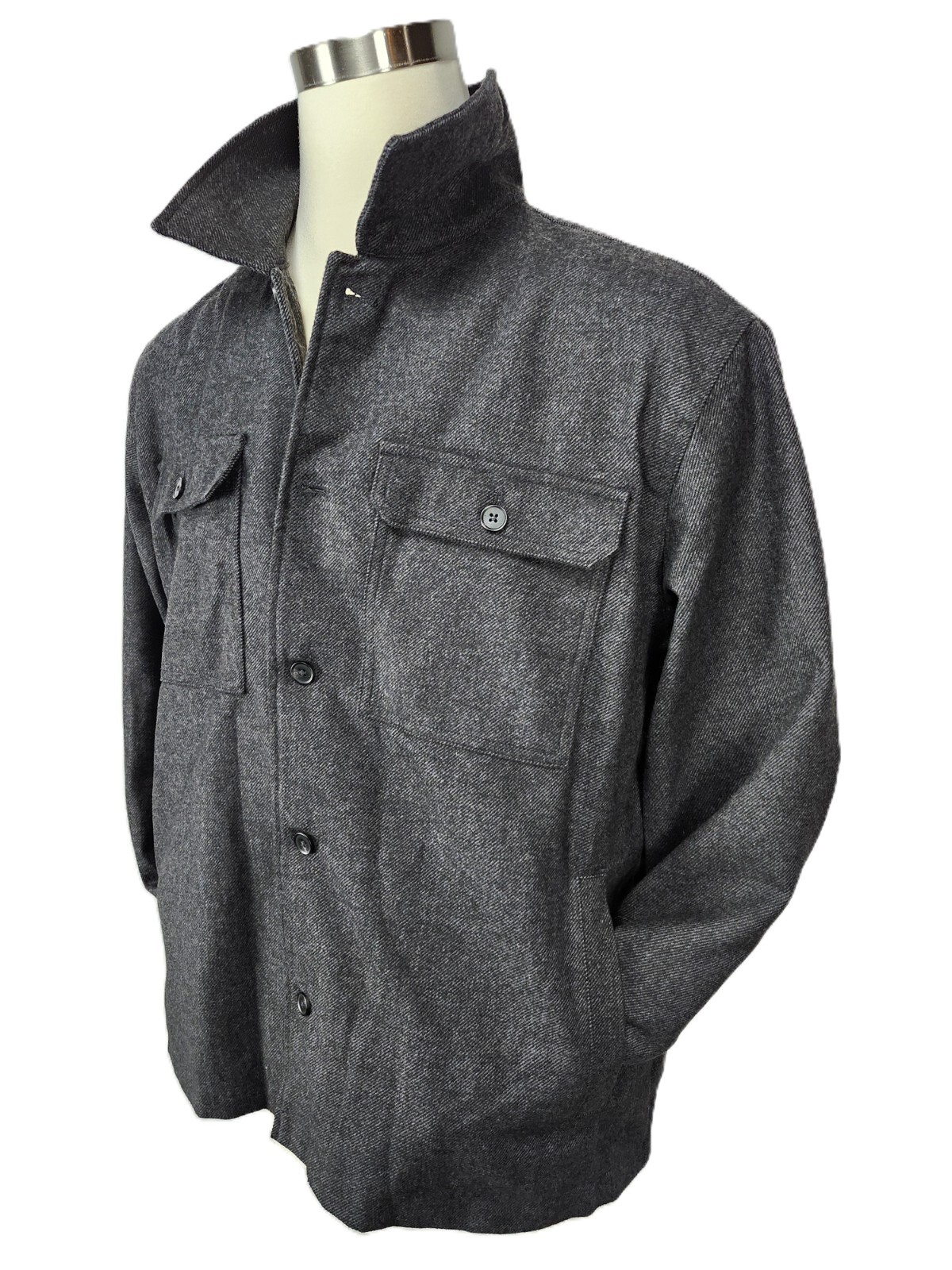 Goodfellow & Co Mens Dark Gray Solid Woven Heavyweight Shirt Jacket, Full Lining