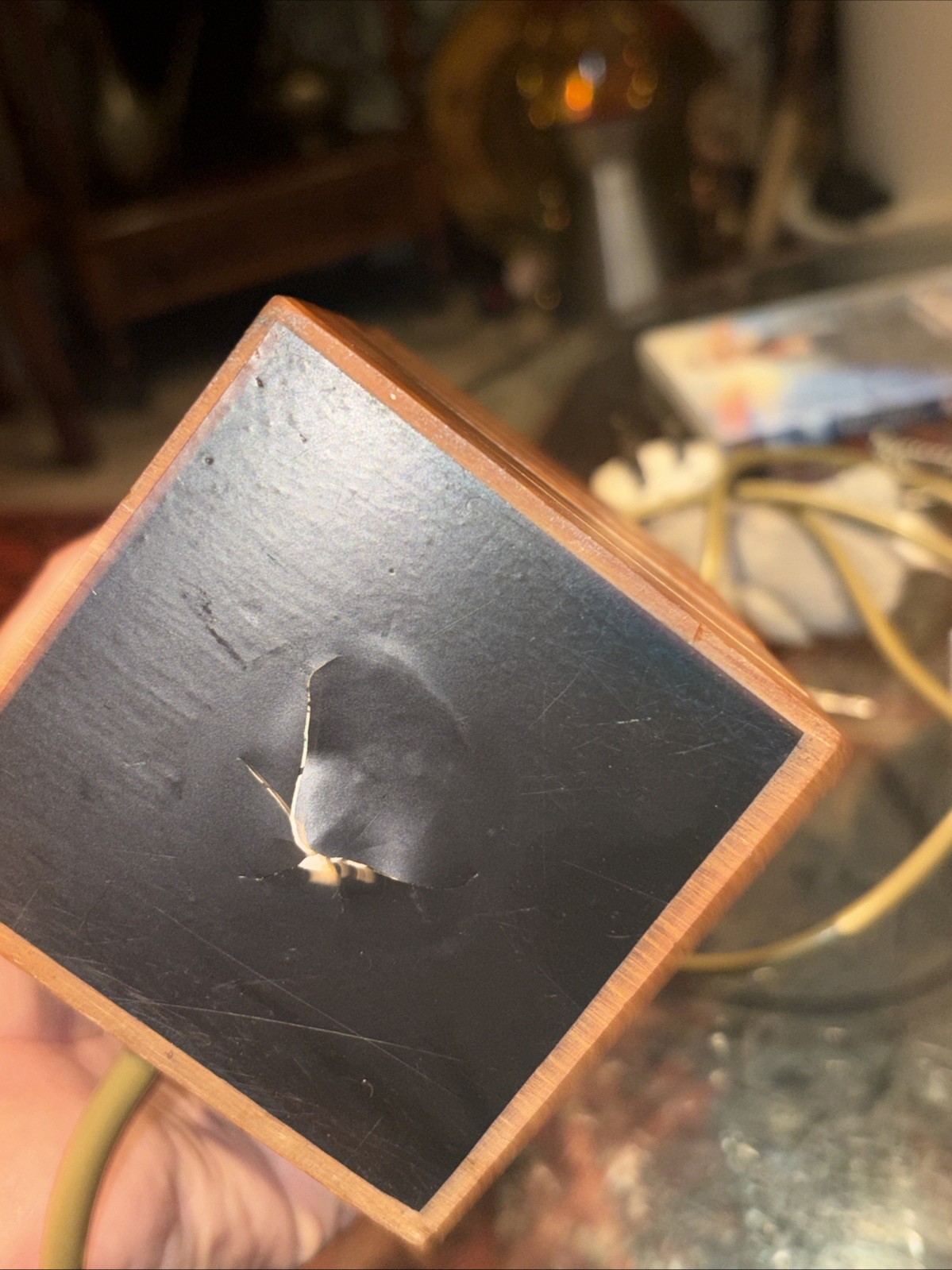 Mid Century Wooden Block Lamp Working