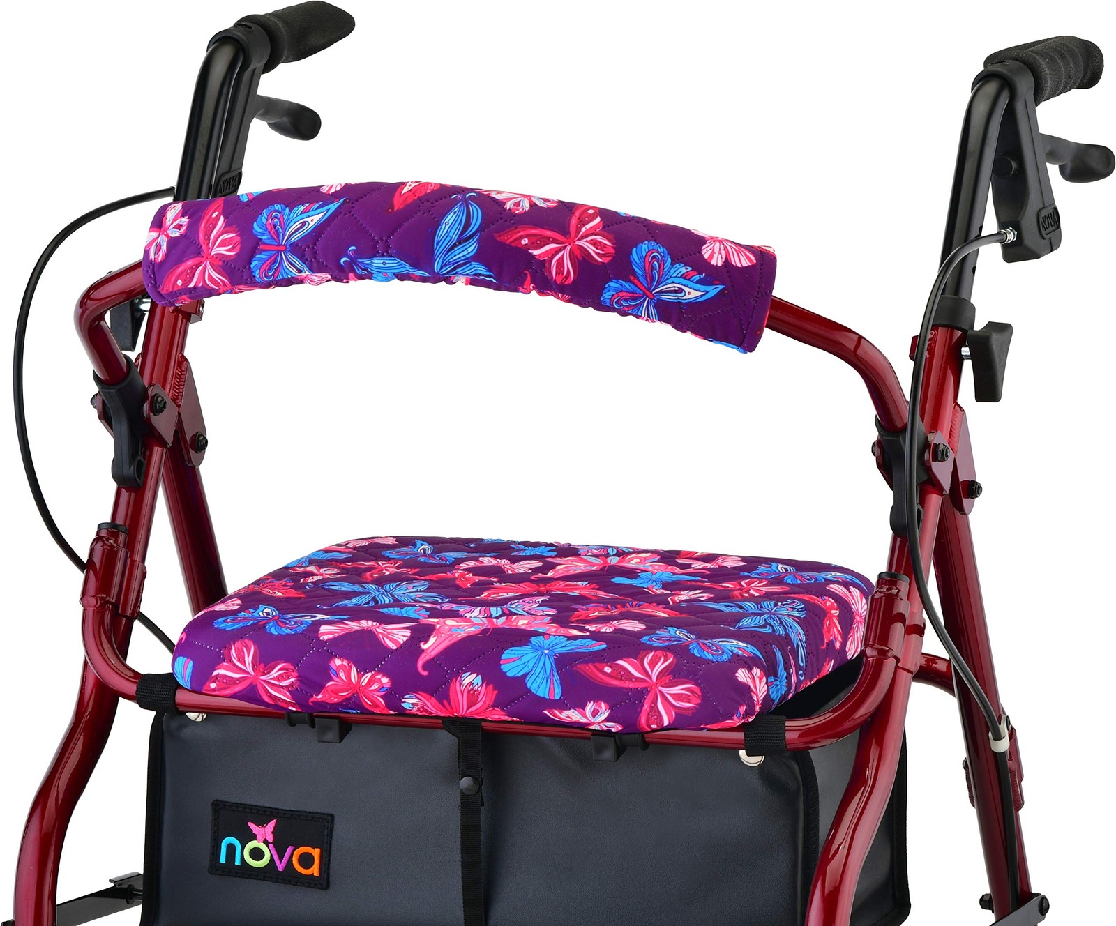 NOVA Rollator Walker Seat & Backrest Cover Set – Removable Purple Butterflies
