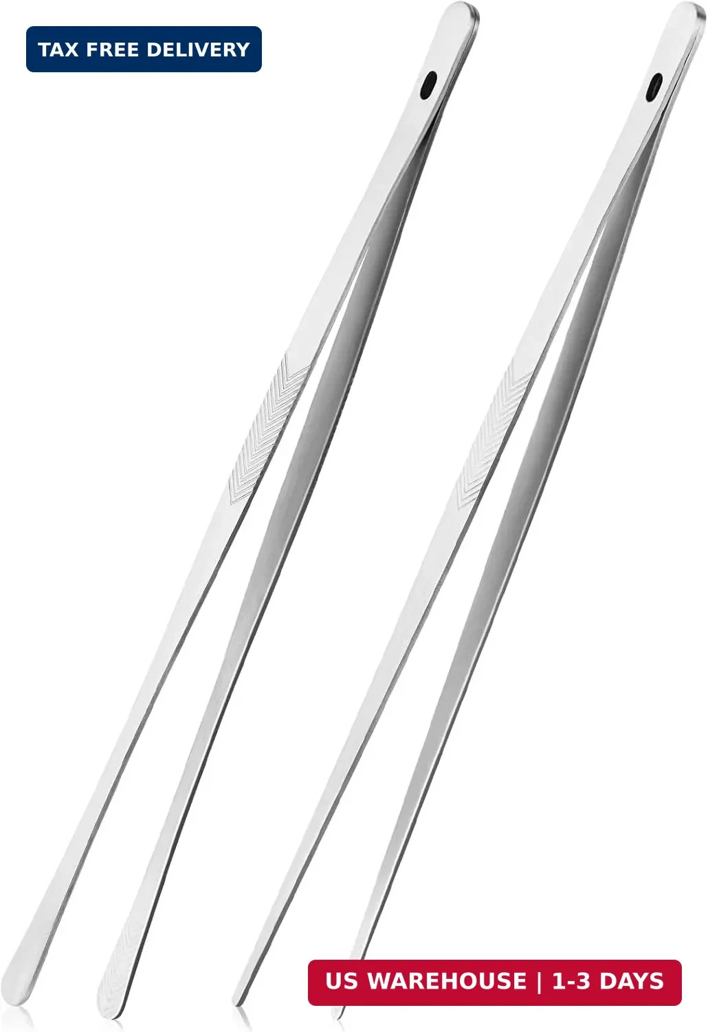 ChefBee Kitchen Cooking Tongs Tweezers - 2PCS 12" Stainless Steel Kitchen Utensi