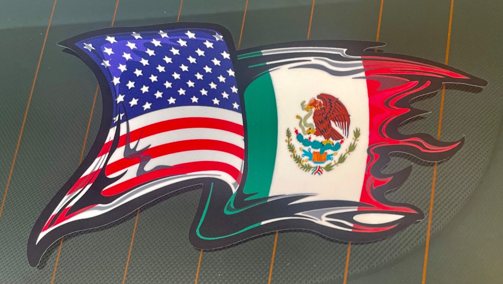 Mexico Flag/US Flag Sticker Decal Vinyl Mexican Bumper Truck Gloss Vinyl Flag