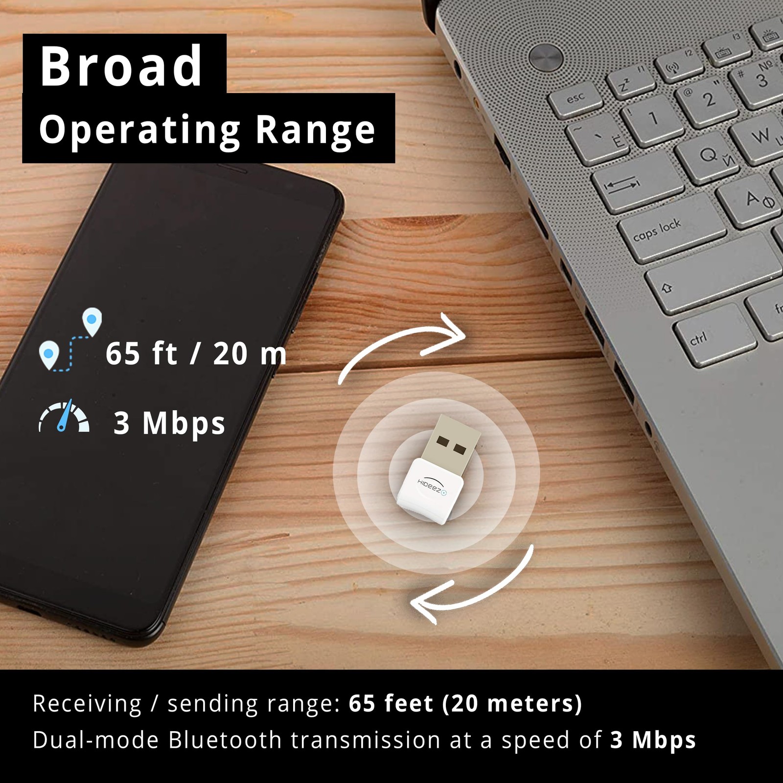 USB Bluetooth Adapter Low Energy Long Range for PC Mac Linux ChromeOS Raspberry