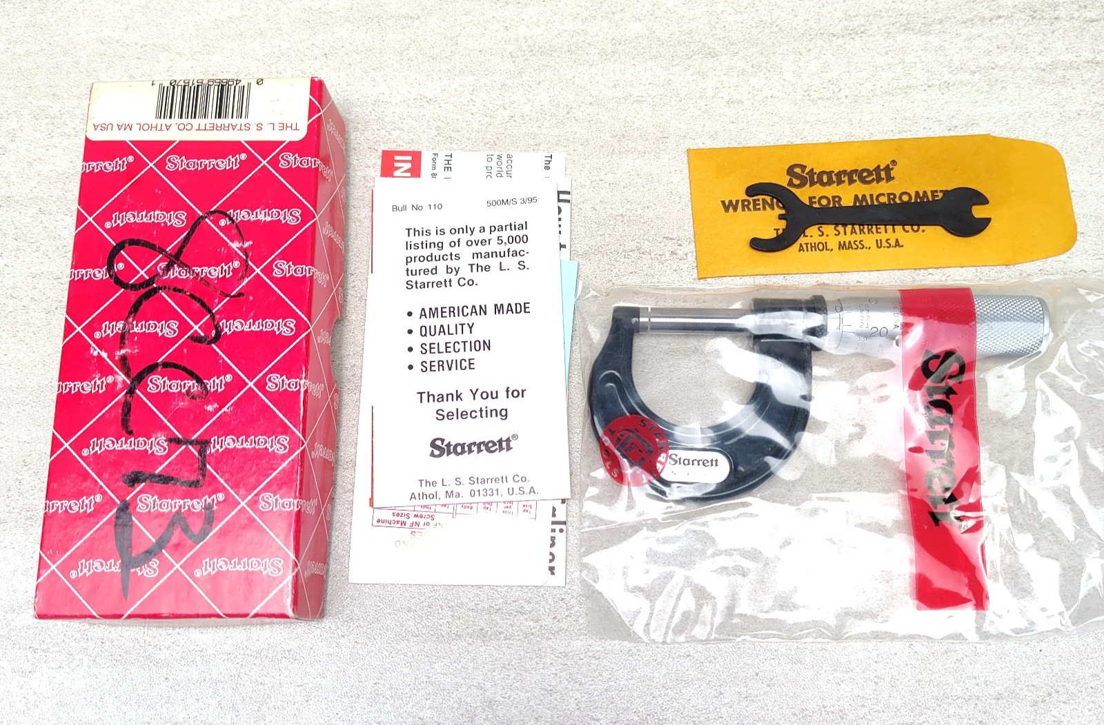 Starrett 436FL-1, 436 Outside Micrometer 0-1" Range w/ Box