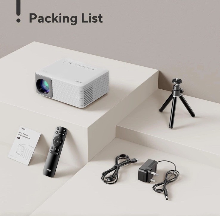 AKIYO O1 Mini LED Portable Projector with Projector Stand iOS/Android HDMI/PS5