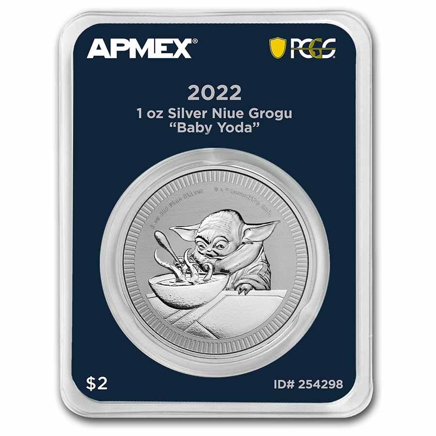 2022 Niue 1 oz Ag $2 Grogu "Baby Yoda" (MD® Premier + PCGS FS)