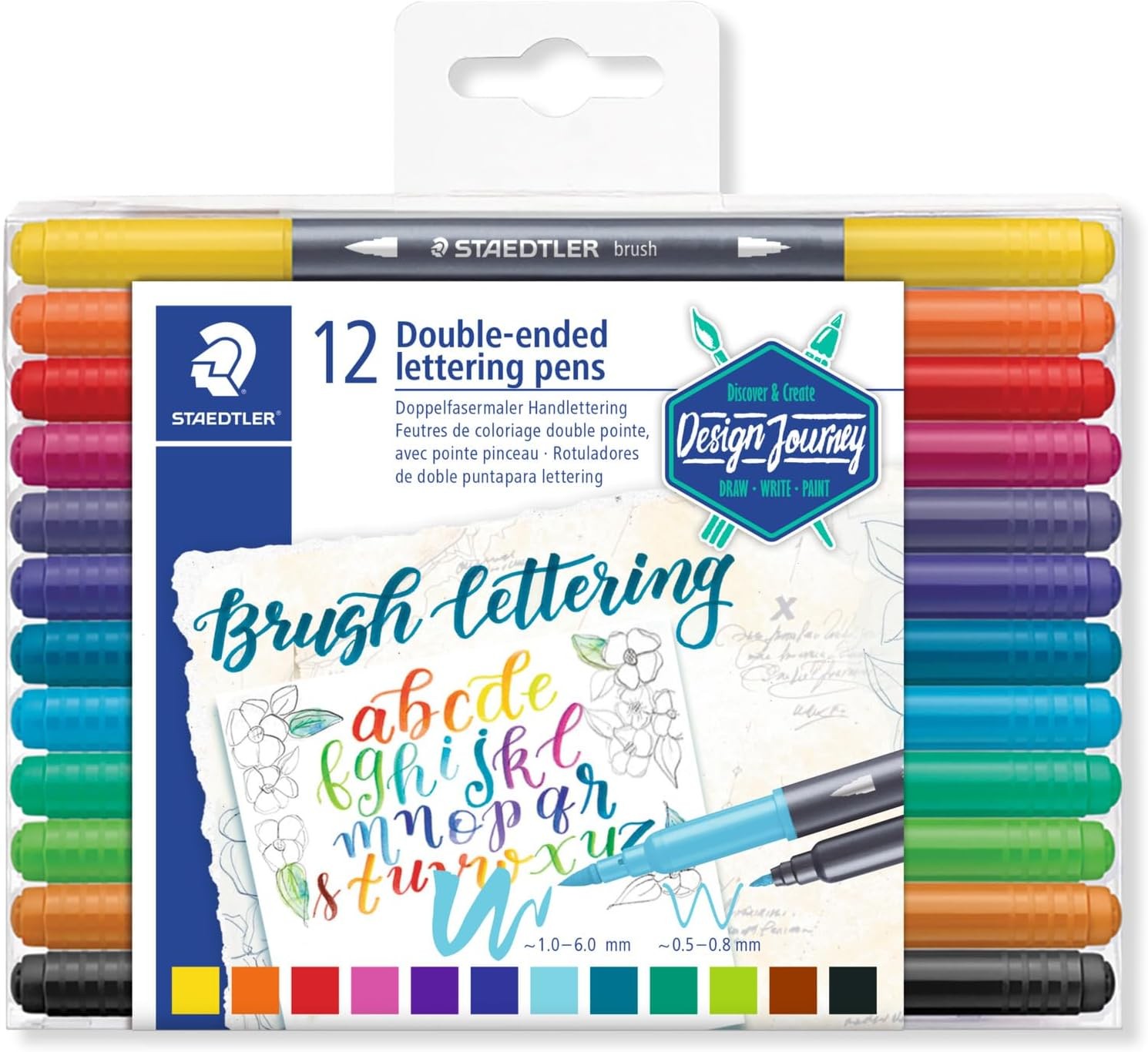 STAEDTLER Double-ended Brush Marker Letter Duo, 12 Count (Pack of 1)