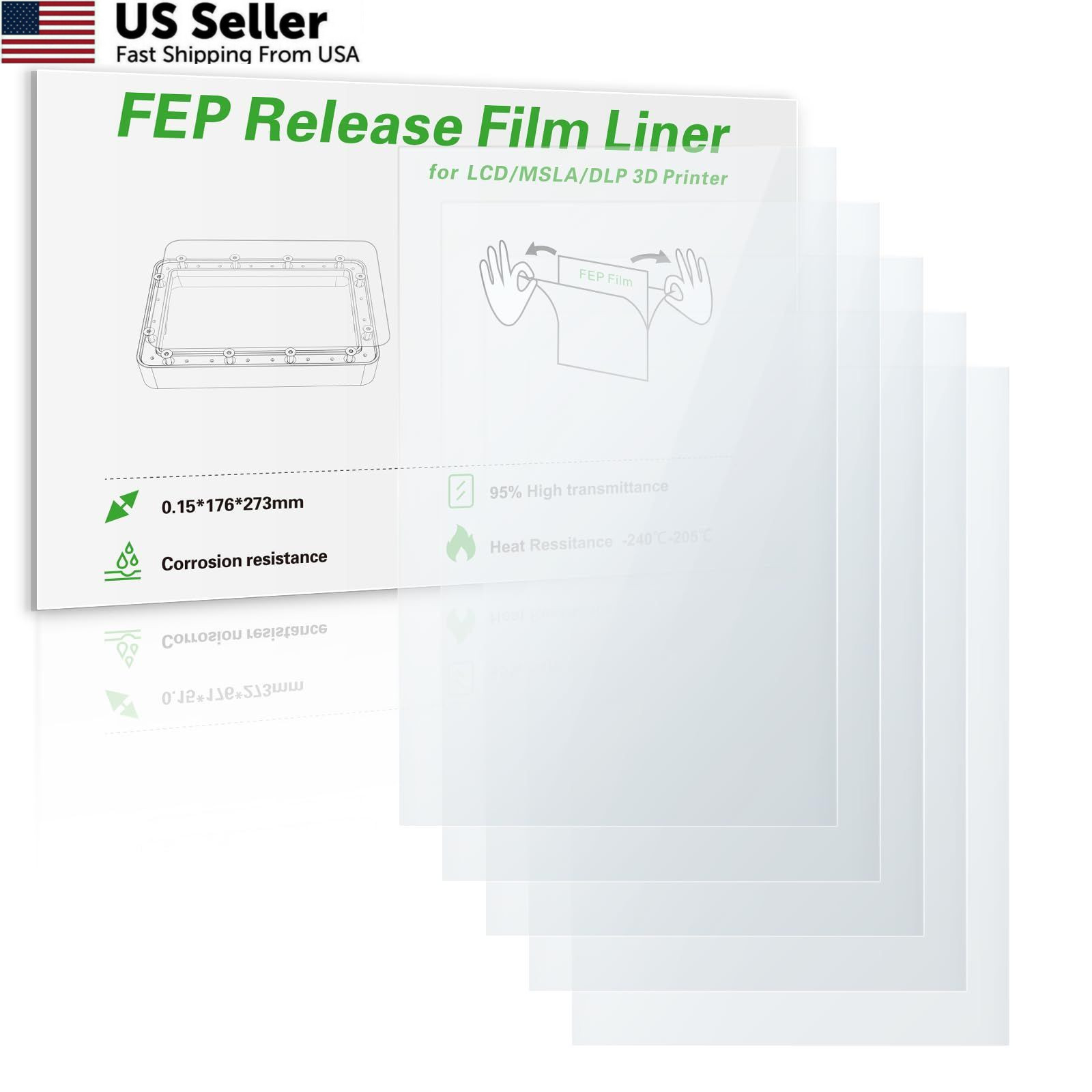 Saturn 4 Ultra FEP Film 5 Pack 273x176mm LCD MSLA DLP Resin Printer
