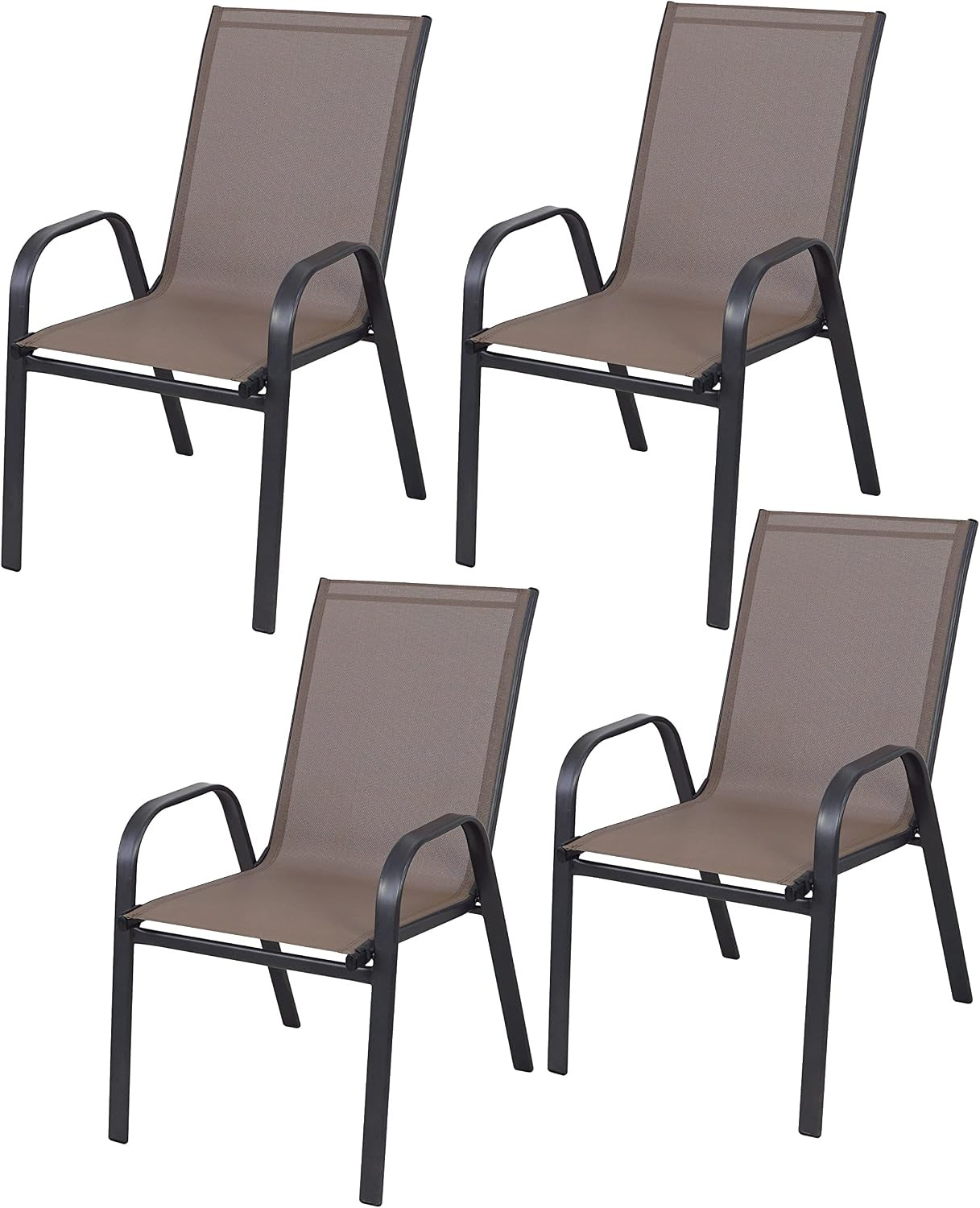 Indoor Outdoor 4 - Set of Four Brown Restaurant Flexible Sling Stack Chairs, Pat