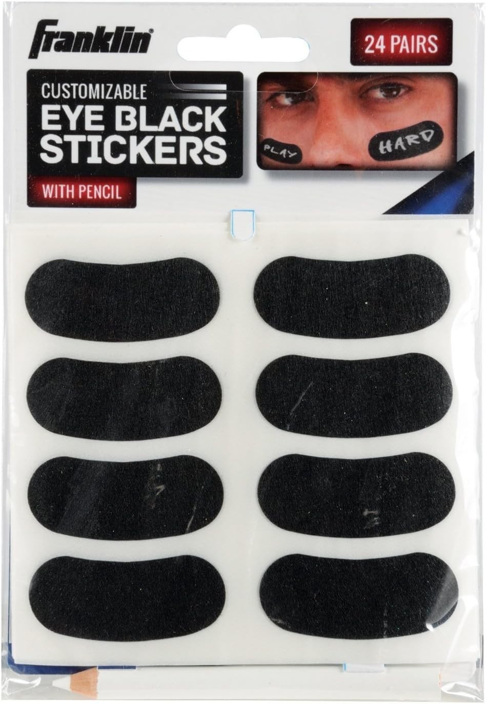 Franklin Sports Eye Black Stickers Pack of 24 Pairs with White Pencil
