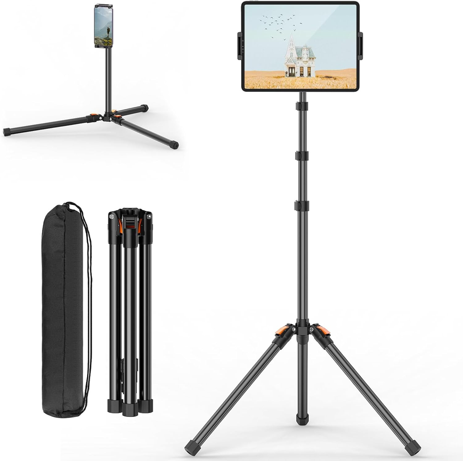72In Tablet Floor Stand Tripod,Tablet Stand Floor with 360° Ball