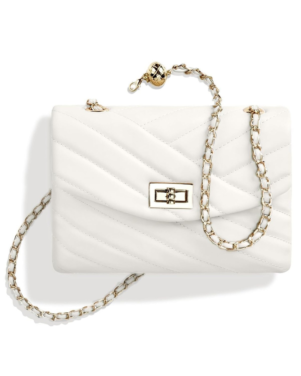 LAVTUG Quilted Crossbody Bag for Women Small Flap Purse with Gold Chain | Fau...