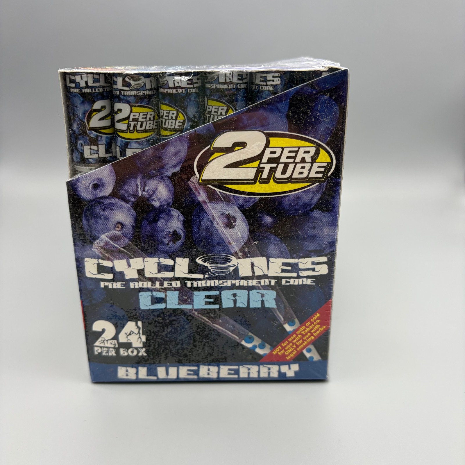 Full Box 24 Cyclones Blueberry Flavored PreRolled Cones Clear With Free Shipping