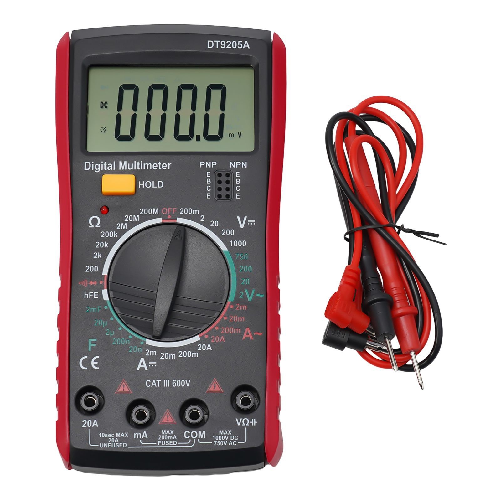 Household Digital Multimeter DT9205A with Silicone for PROTECTION and for stand