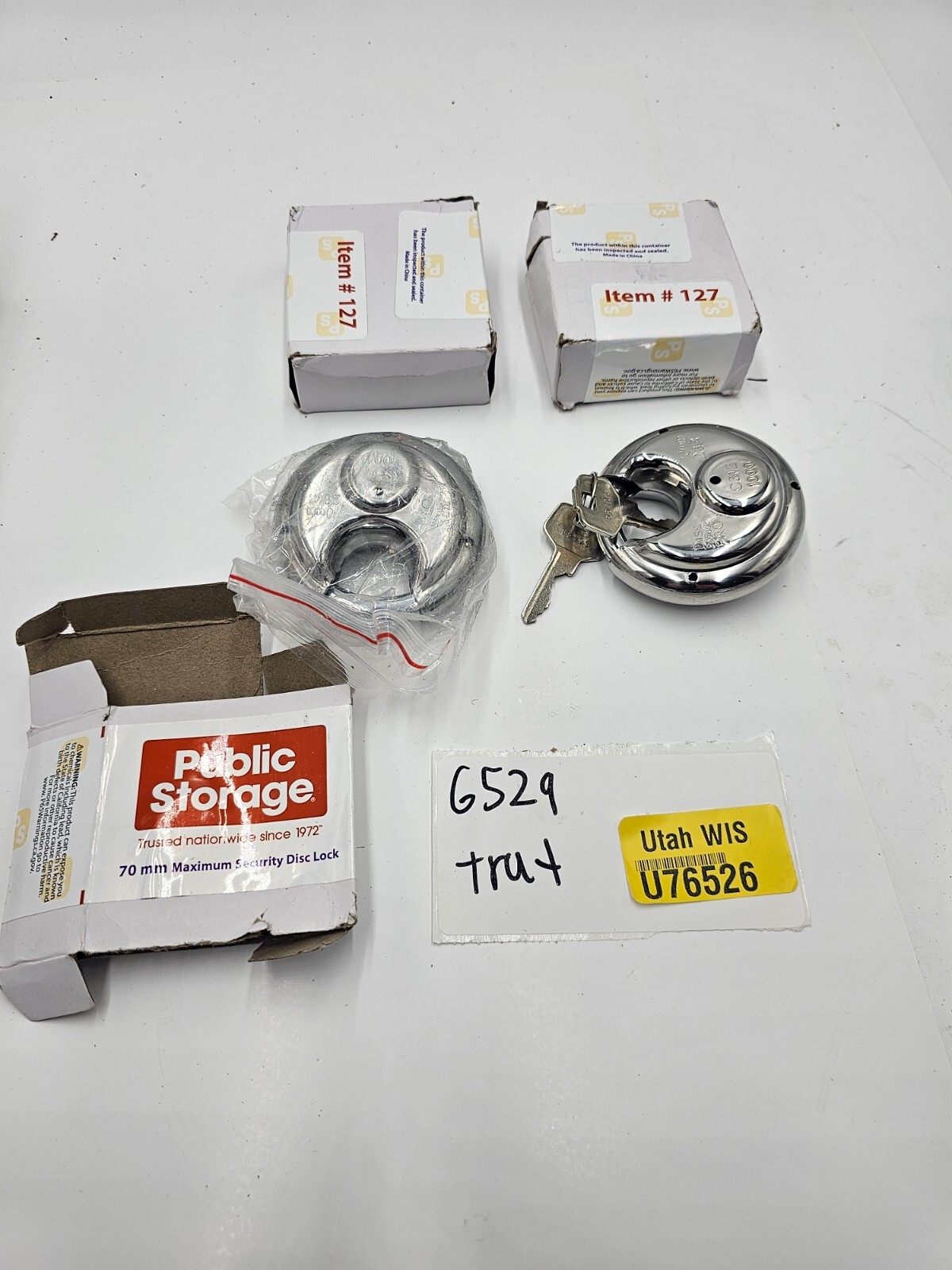 (QTY 2) Public Storage 70mm Maximum Security Disc Lock Item # 127