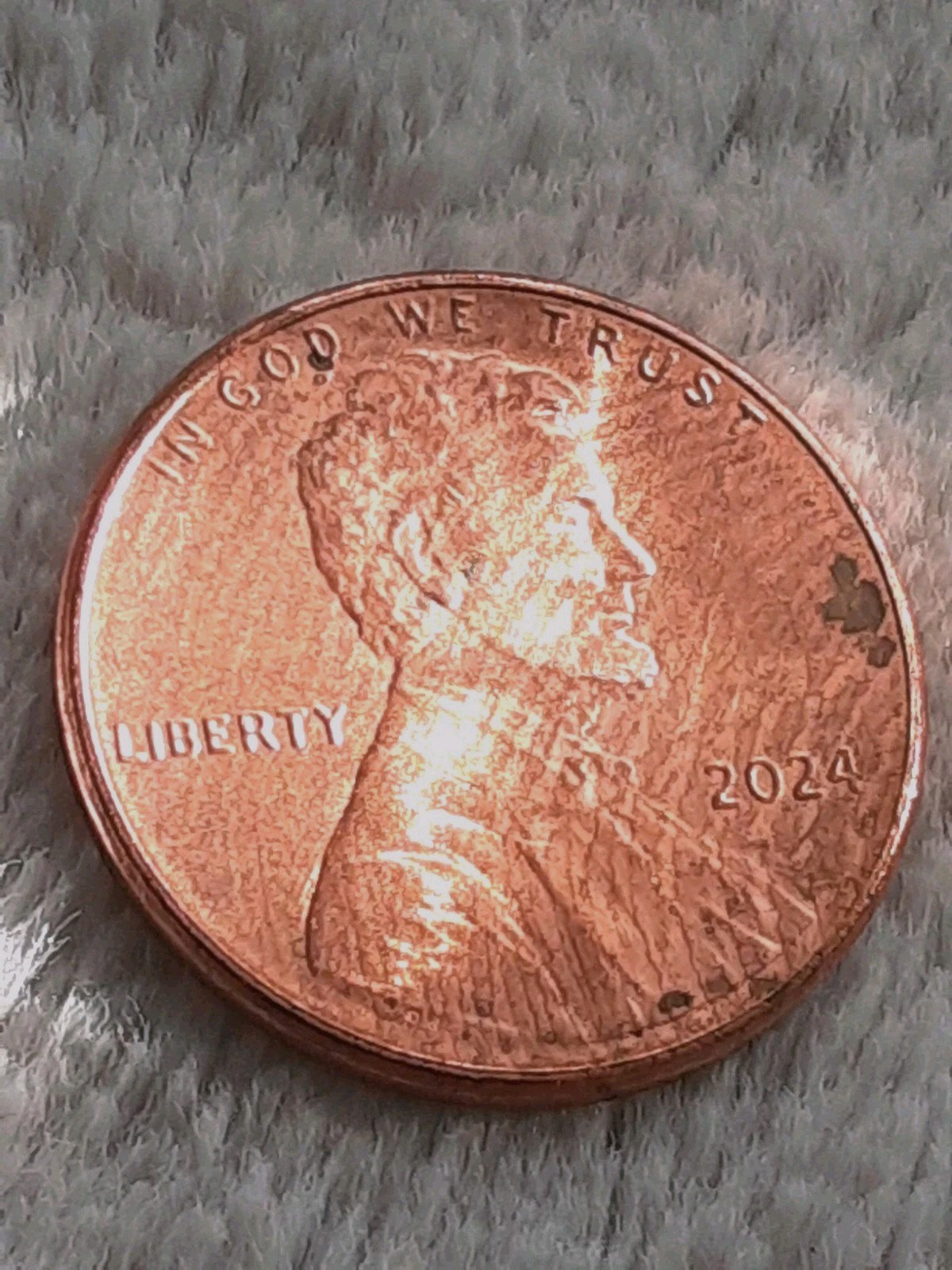 2024 Lincoln Shield Penny No Mint Mark Obverve Extreme Strike Through Coin