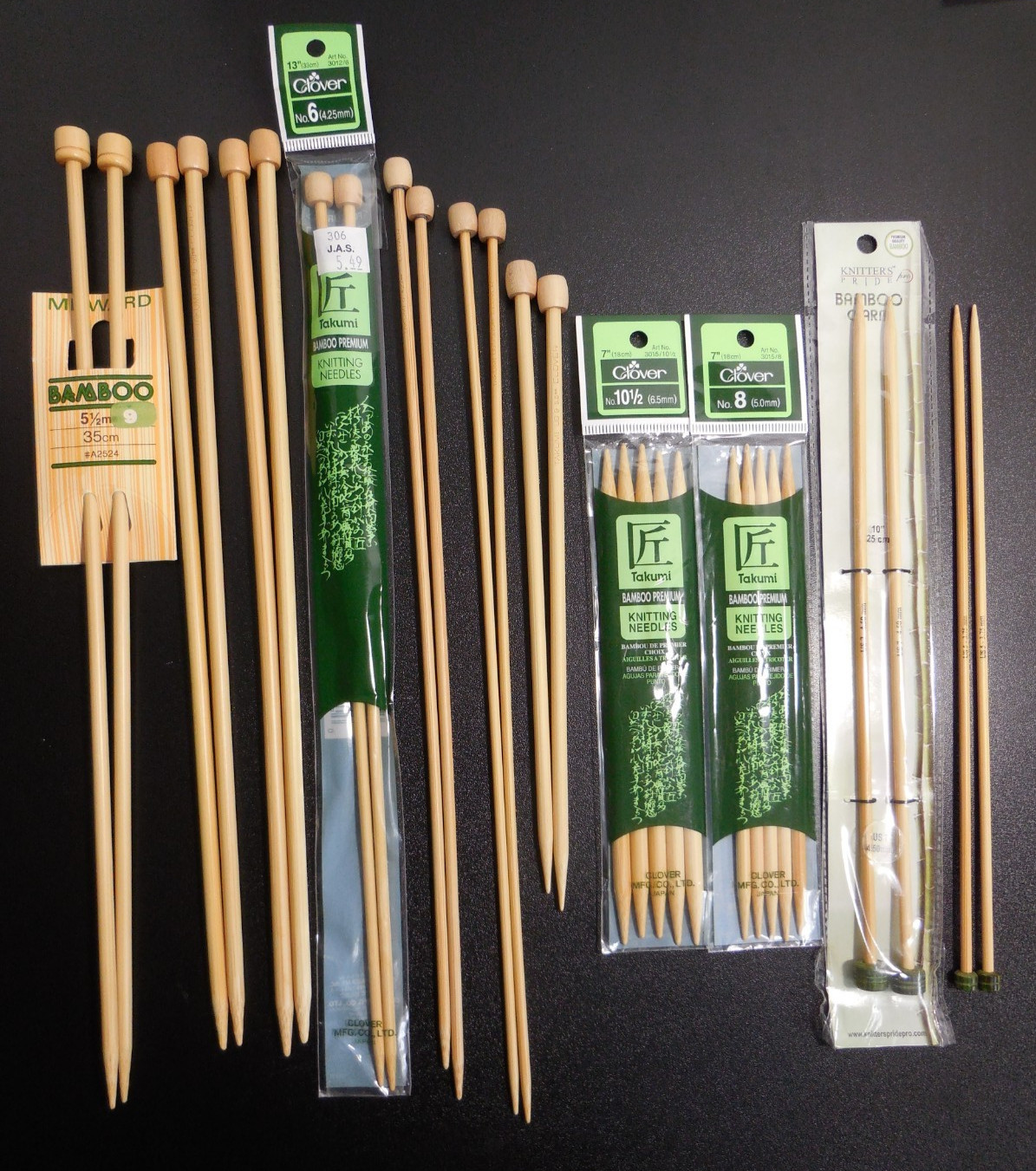 Lot of 11 CLOVER TAKUMI Milward Knitters Pride BAMBOO Knitting Needles New Used