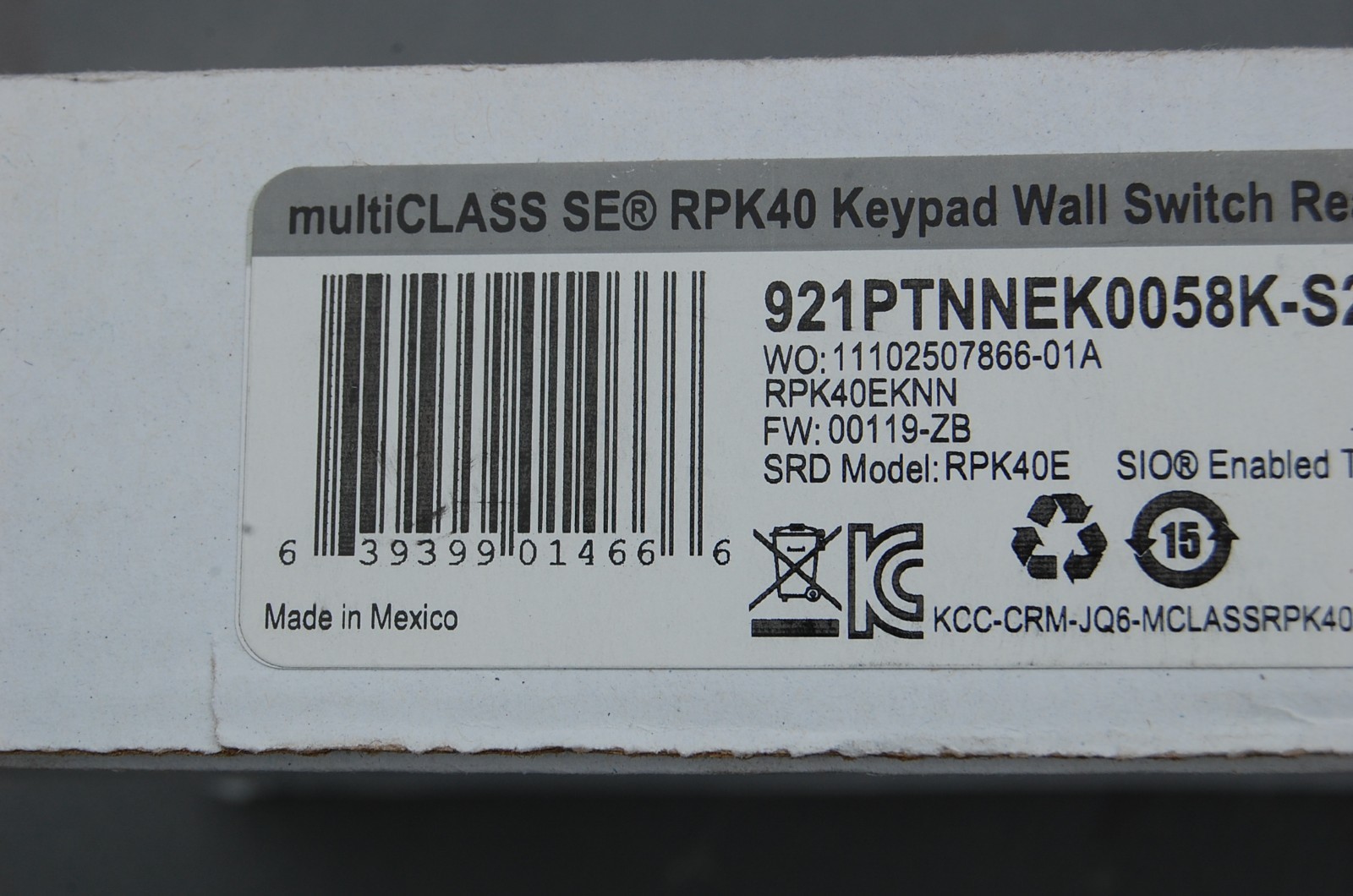 HID 921PTNNEK0058K-S2SEC RPK40 multiCLASS se Keypad Wall Switch Reader (S2 Logo)