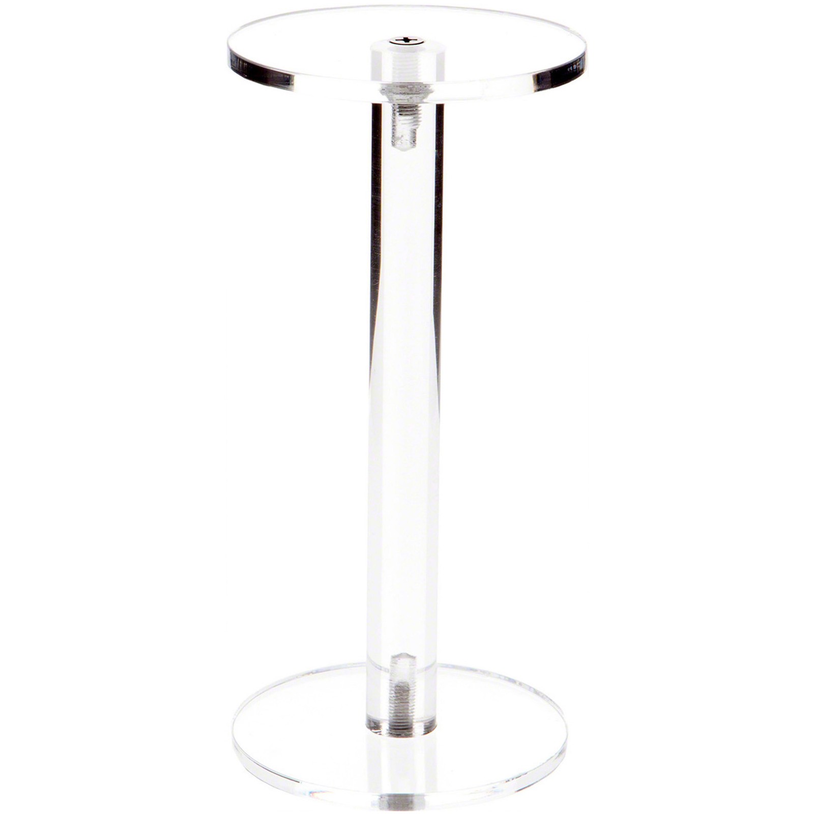 Plymor Clear Acrylic Round Barbell Pedestal Display Riser, 6.375" H x 3" D
