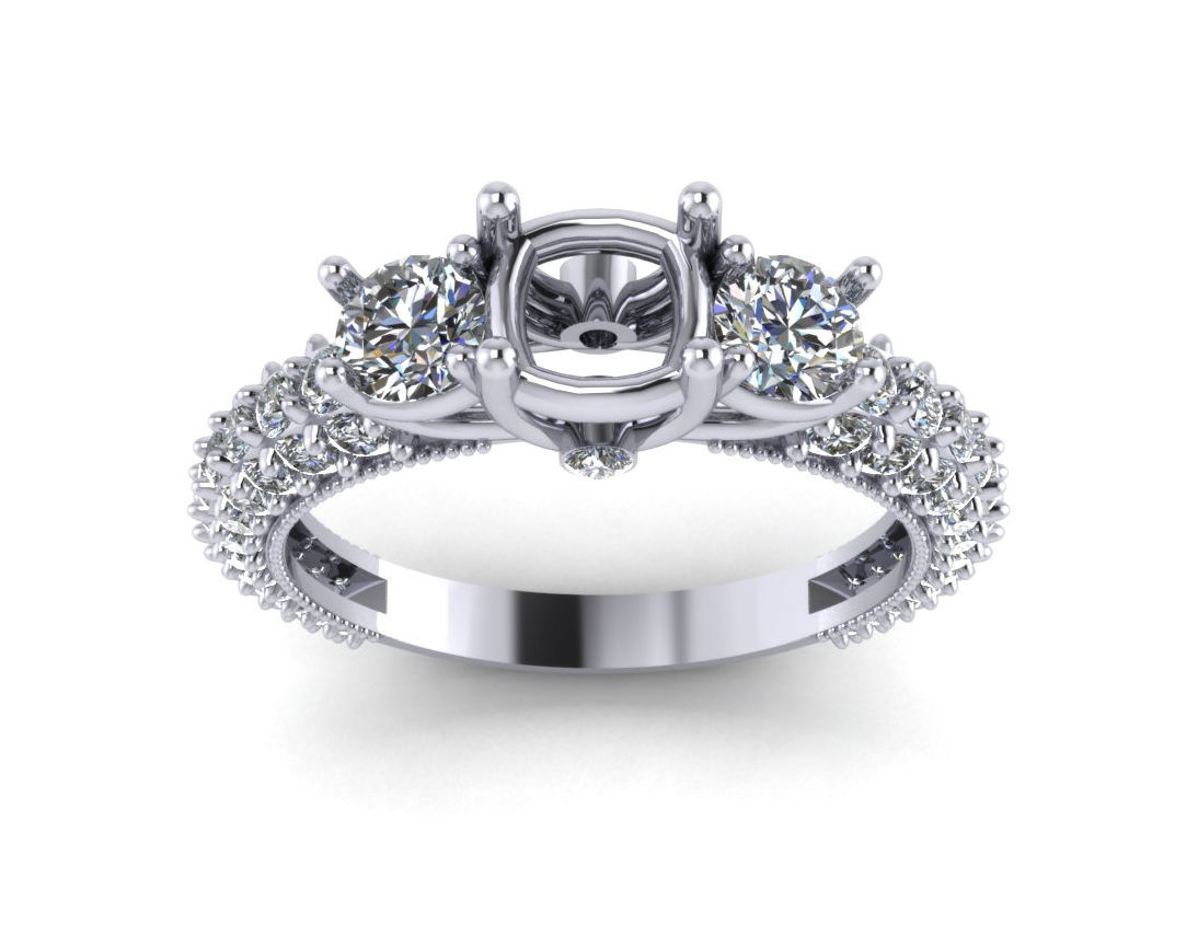 1.85 ct Round Cut Diamond Semi Mount Engagement Ring