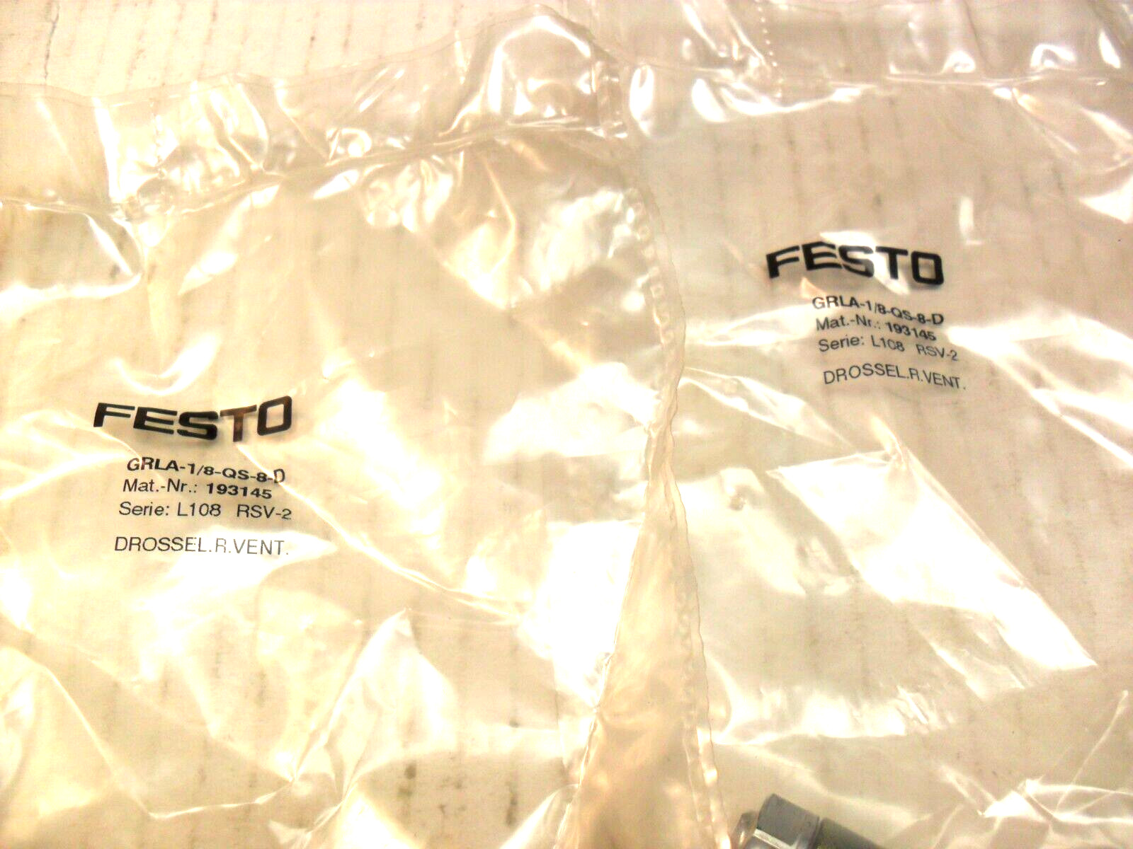 qty 2 - FESTO GRLA-1/8-QS-8-D  Flow Control Valve 193145 USA SELLER Sealed Bags