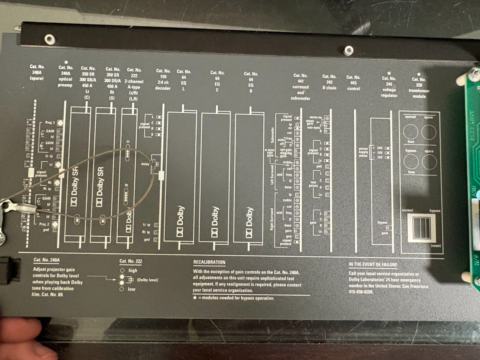 Dolby Model CP65 Cinema Sound Processor ~ Replacement Front Control Panel 447