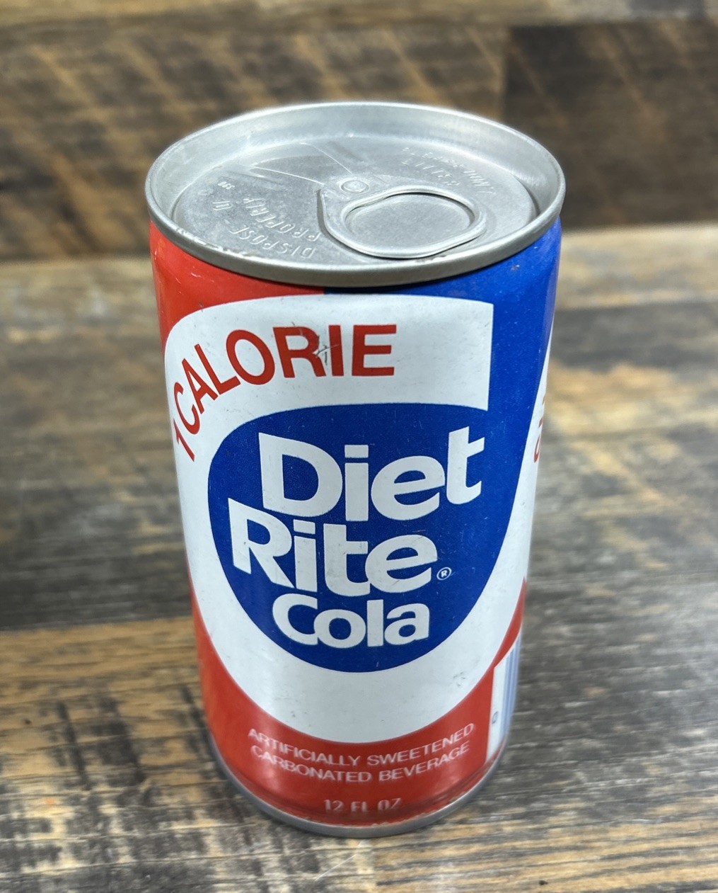 VINTAGE 1970's - Sugar Free 1 Calorie DIET RITE Cola soda pop can Empty