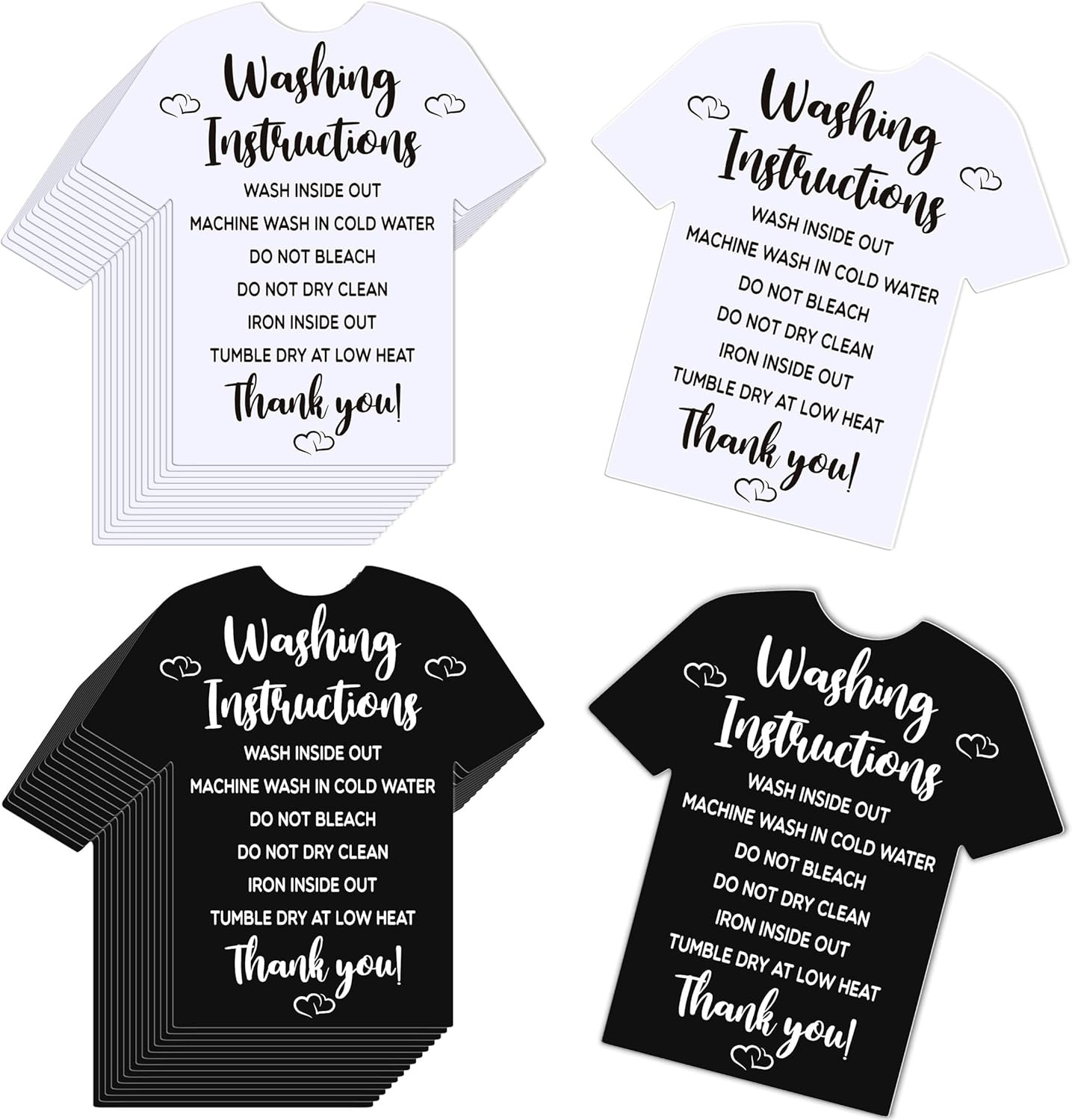 240pcs T Shirt Washing Instructions Cards Clothing Package Insert Care Direction