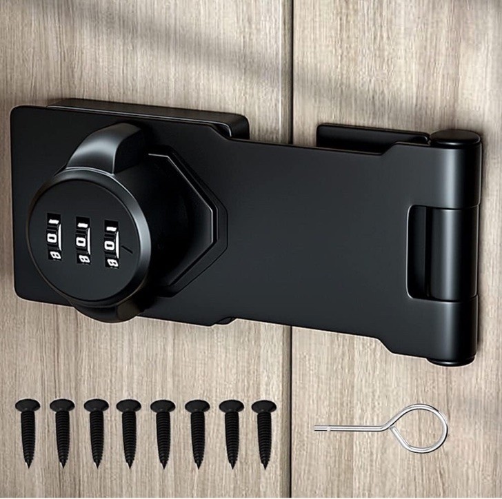 Cabinet Password Lock Rotary Hasp Locks Door Security Latch Lock Black