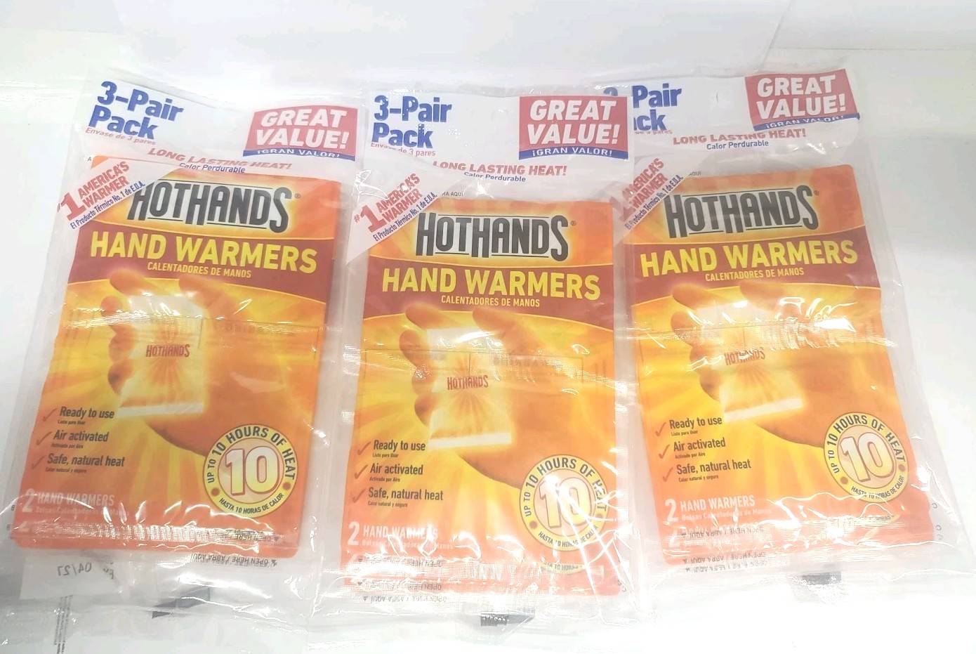 9 Pairs: HotHands Hand Warmers (3-3 pks) EXP (04/2027