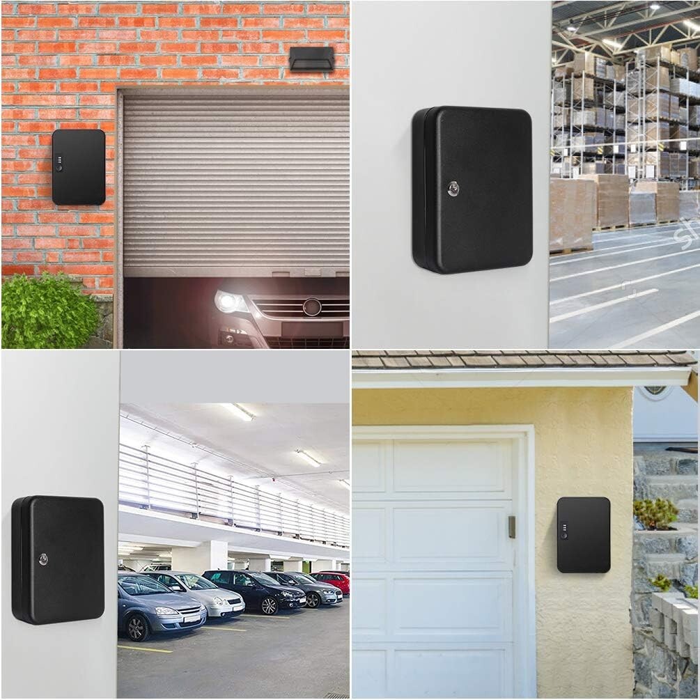 48 Key Hooks & Tags Key Labels Key Lock Box Wall Mount Security Key Storage Box