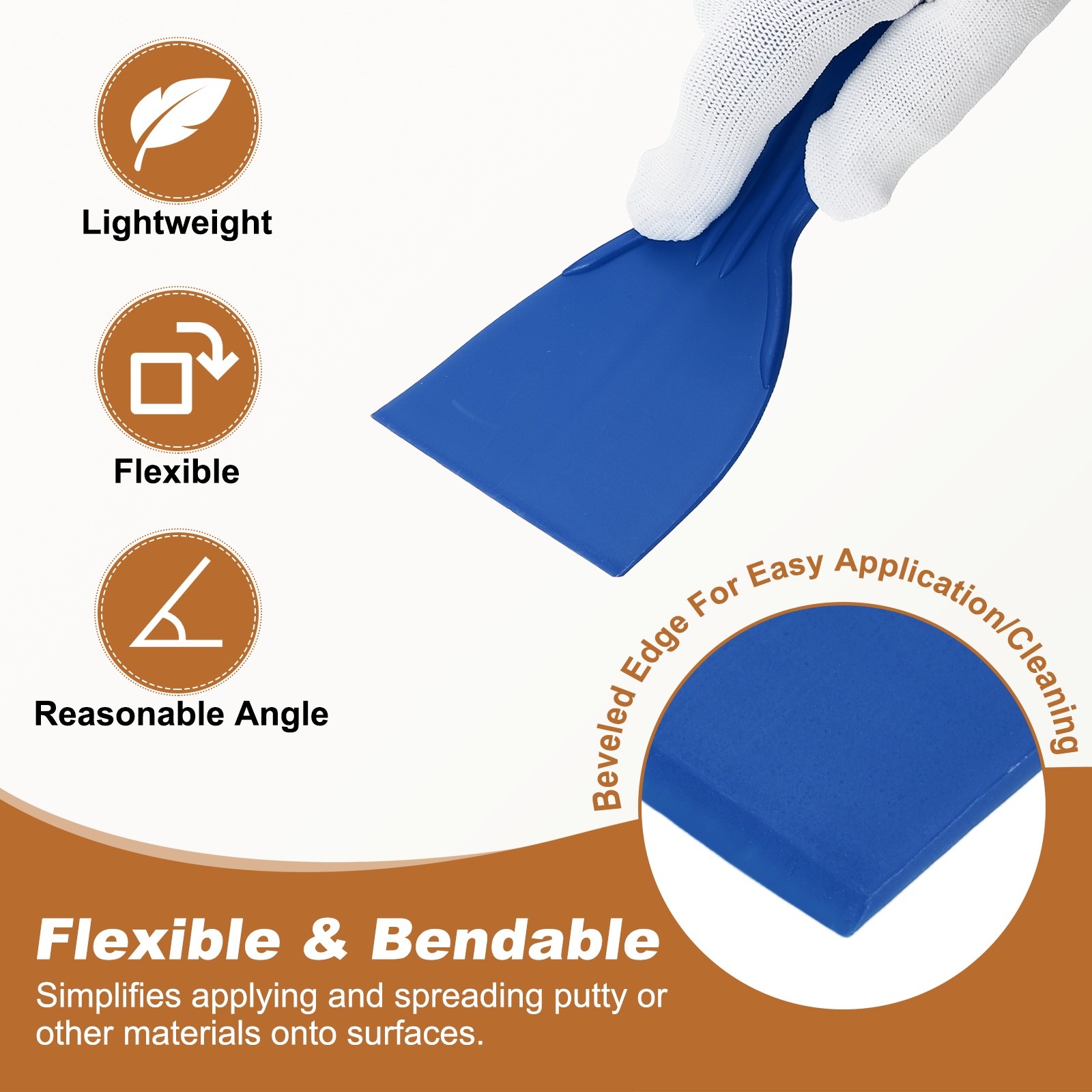 5pcs Putty Knife 3" Width Flexible Plastic Putty Knife Paint Scraper Blue