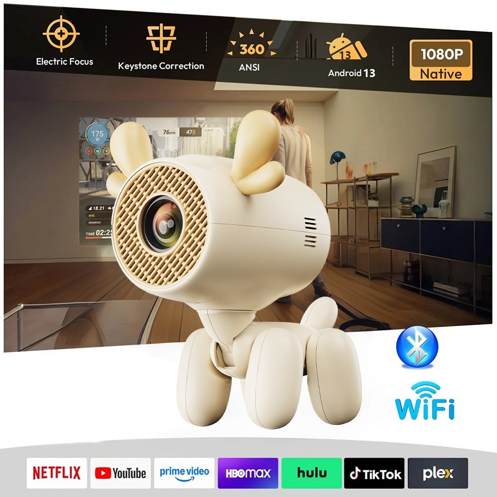 Smart Mini Projector 4K 1080P LED WiFi Bluetooth UHD Portable Home Theater HDMI