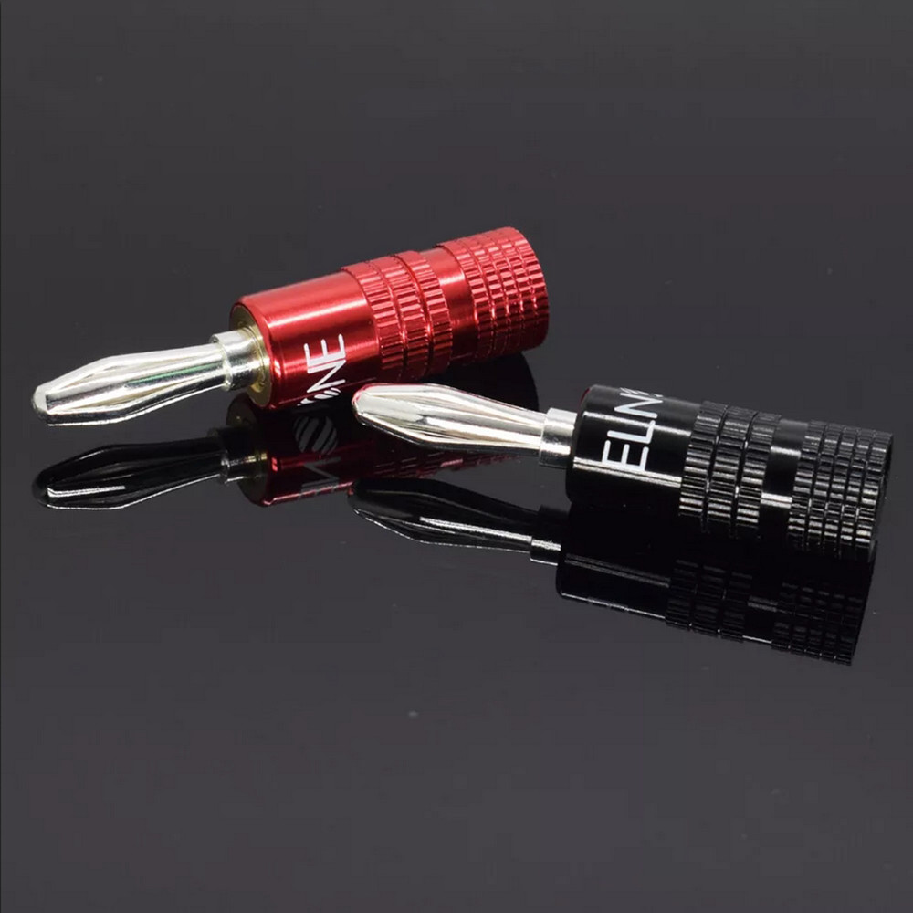2pcs ELNONE High Quality Silver Plated Speaker Banana Plug Male Audio Connector