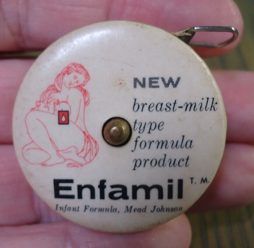 Vintage advertising tape measure Enfamil Mead Johnson tin case USA collectibles