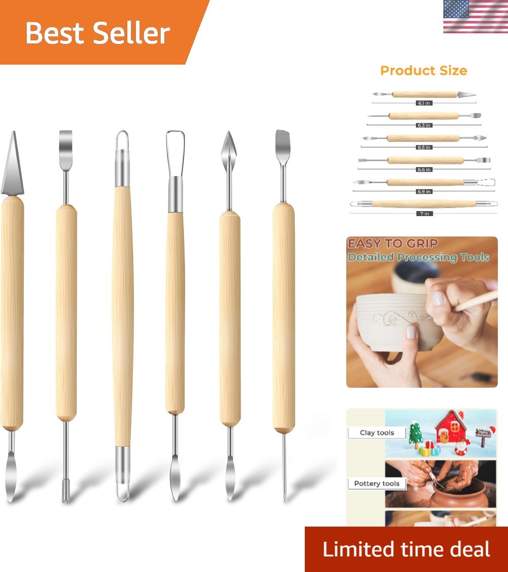 Professional Clay Sculpting Tool Set – 6 Pack with Durable Stainless Steel Tips