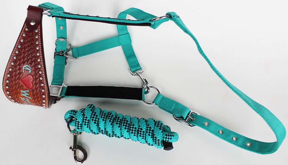 Noseband Tack Bronc Leather Horse Halter Tiedown Lead Rope  280284