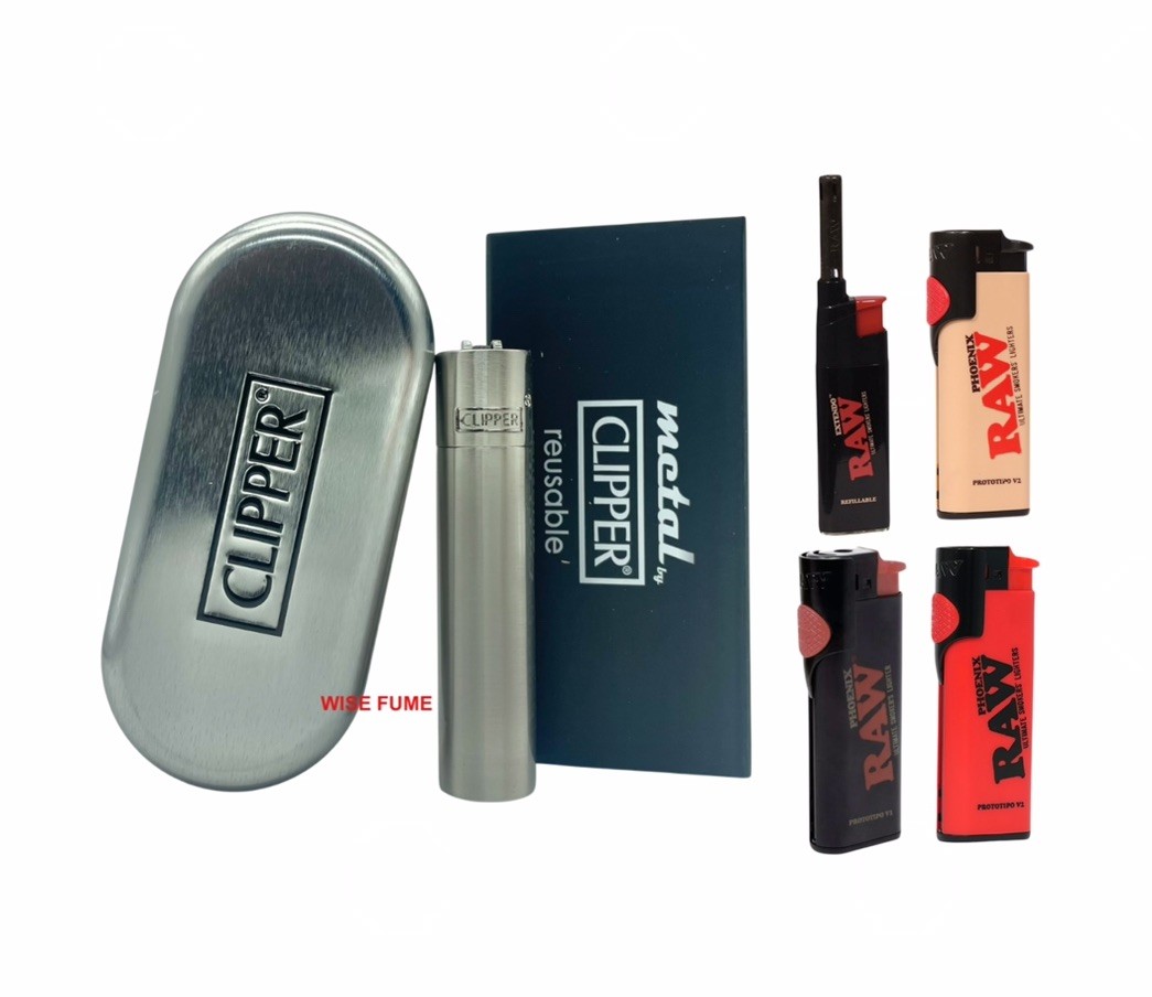 Clipper Full Metal Silver Lighter Phoenix BLACK Brown RED Extendo Lighter