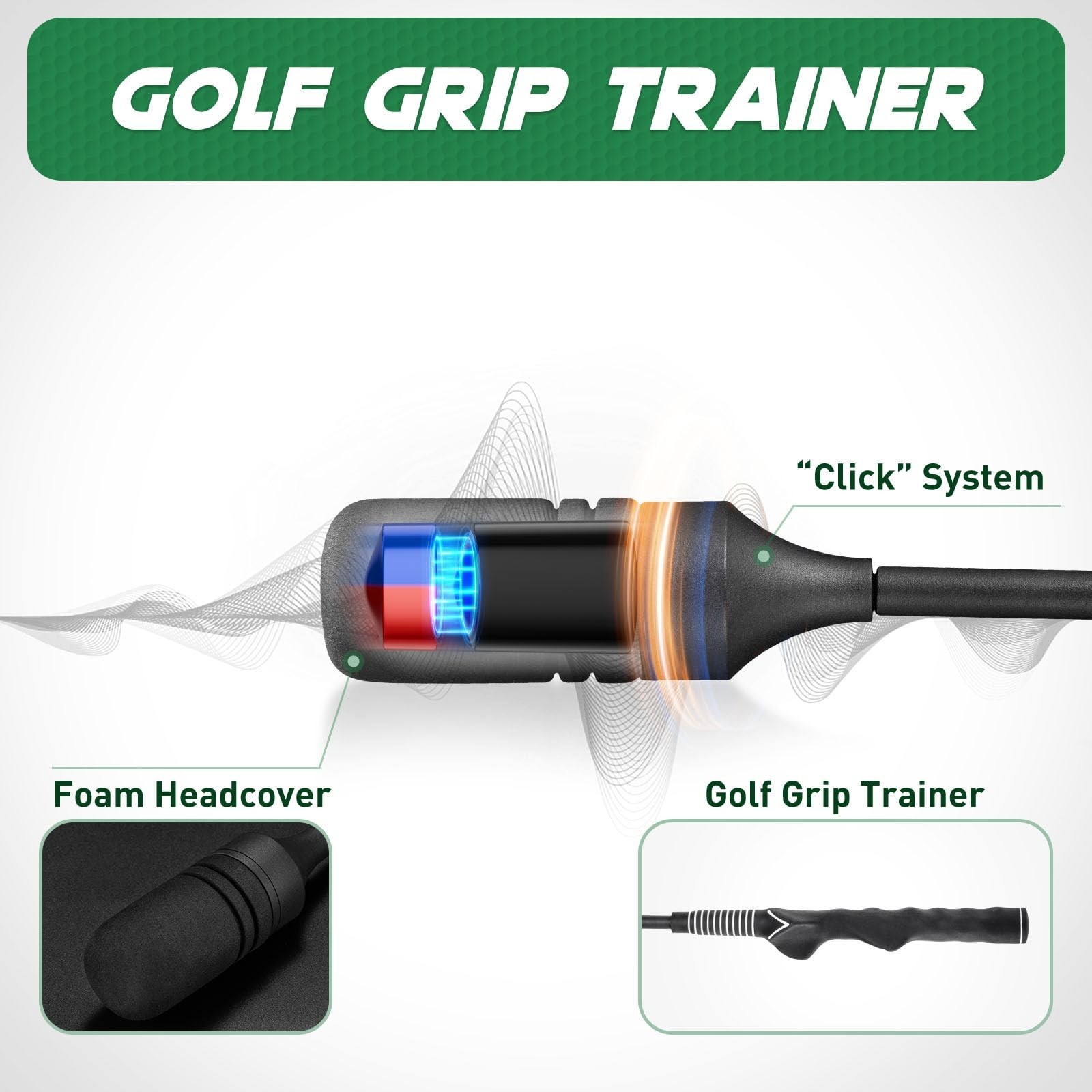 Golf Swing Trainer - Click Stick Golf Trainer for Golf Tempo Practice, Weight...