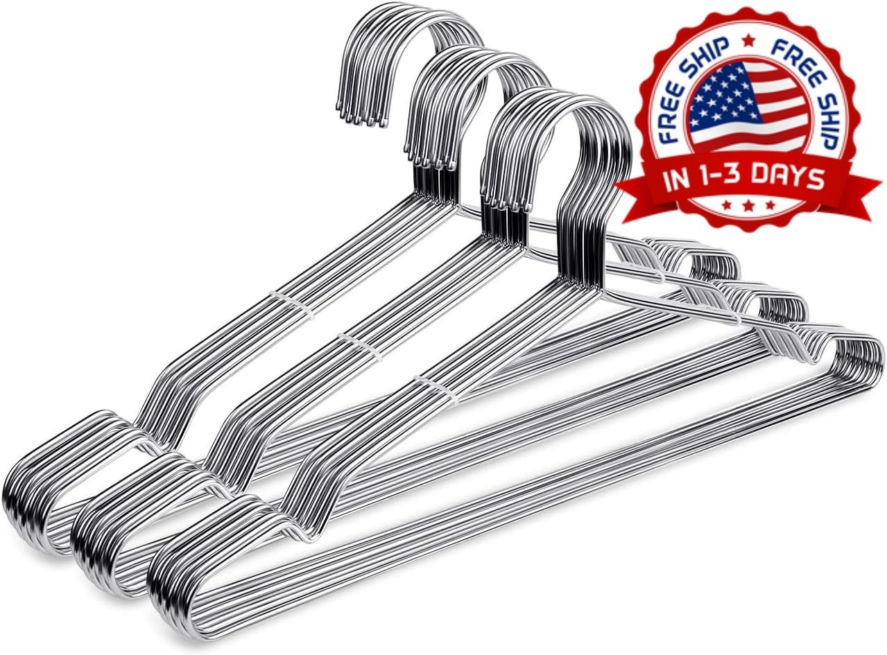 Pack 30 Ganchos Alambre Acero Inoxidable 16.5 Inch Ultrafinos Ahorro de Espacio