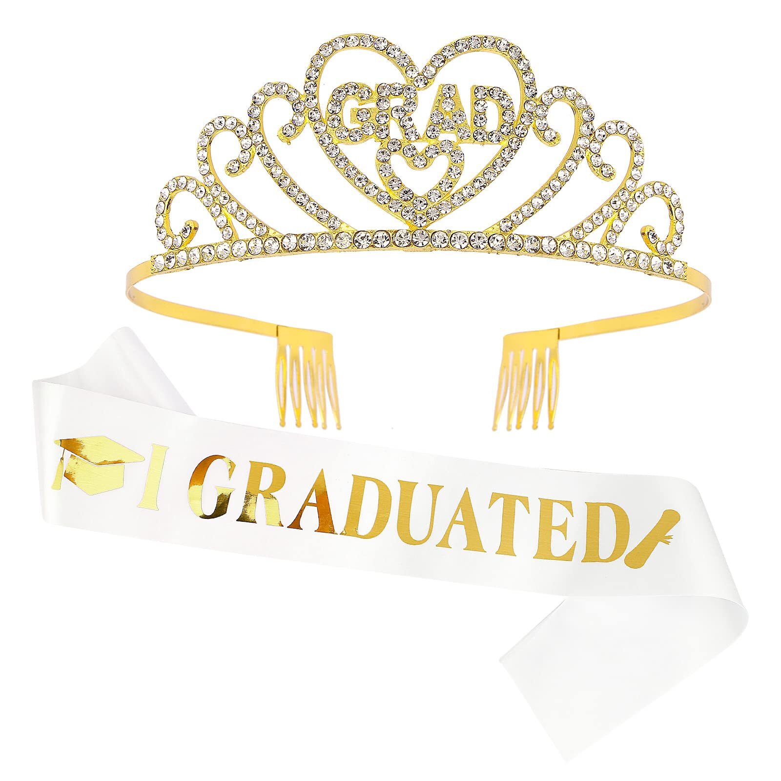 Crown and Sash Congratulations Graduate 2024 Grad Party Decorations