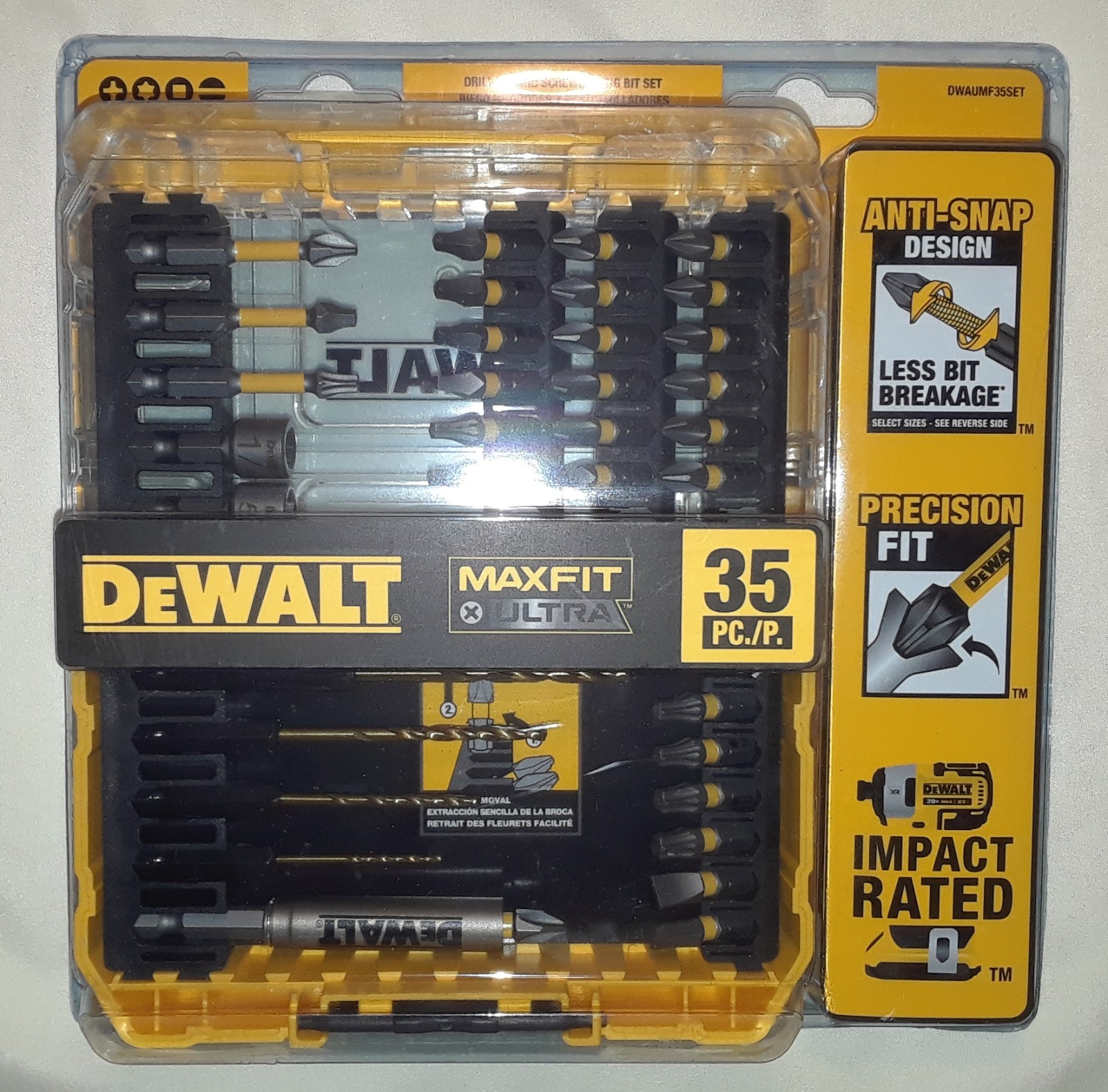 New DeWalt MAXFIT ULTRA 35-Piece SCREWDRIVING BIT SET Impact Rated, DWAUMF35SET