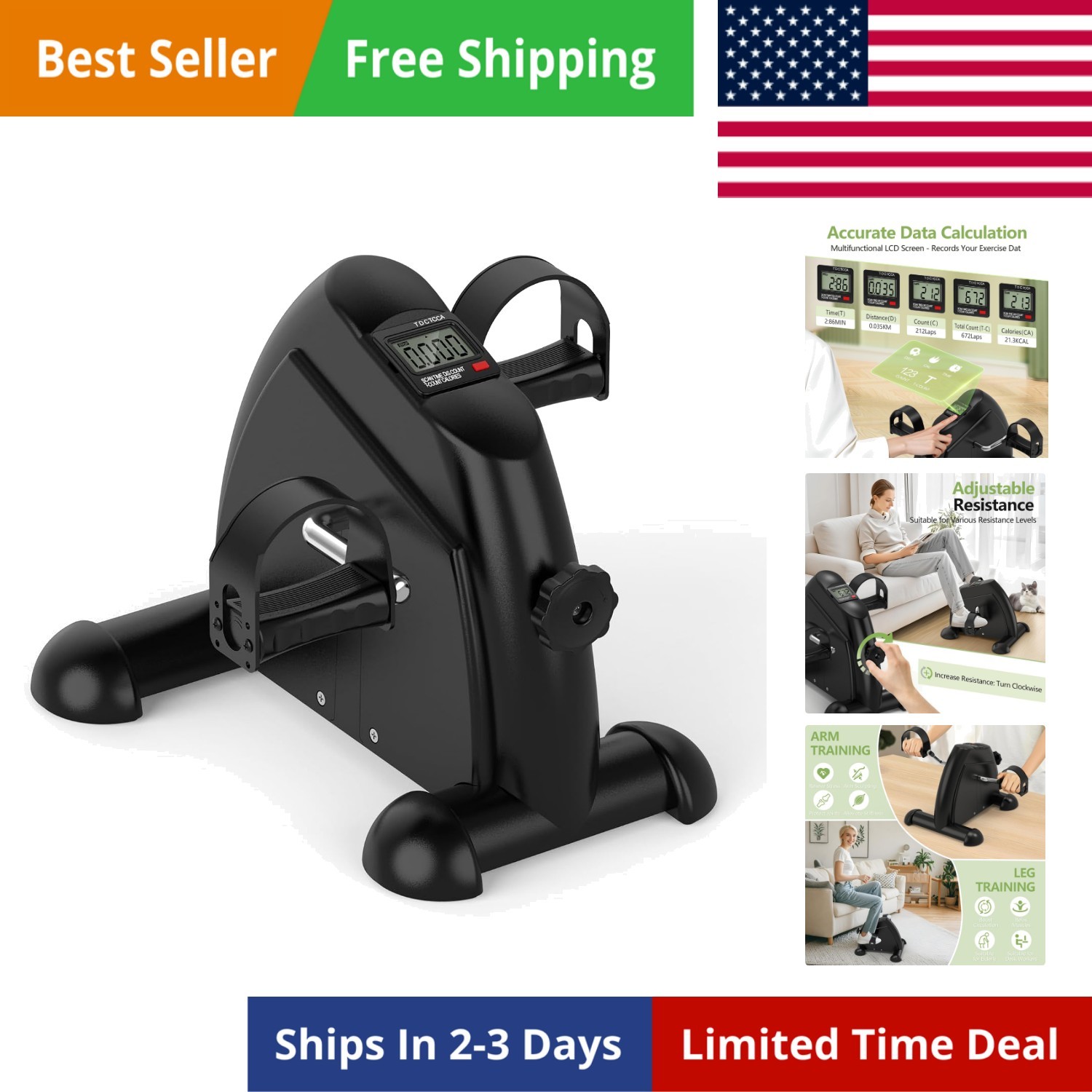 Under Desk Elliptical & Mini Exercise Bike - Seated Electric Leg Exerciser Un...